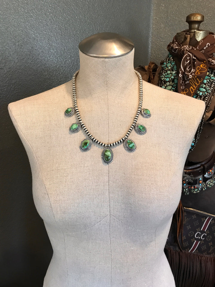 The Kallen Sonoran Gold Statement Necklace Set-Necklaces-Calli Co., Turquoise and Silver Jewelry, Native American Handmade, Zuni Tribe, Navajo Tribe, Brock Texas
