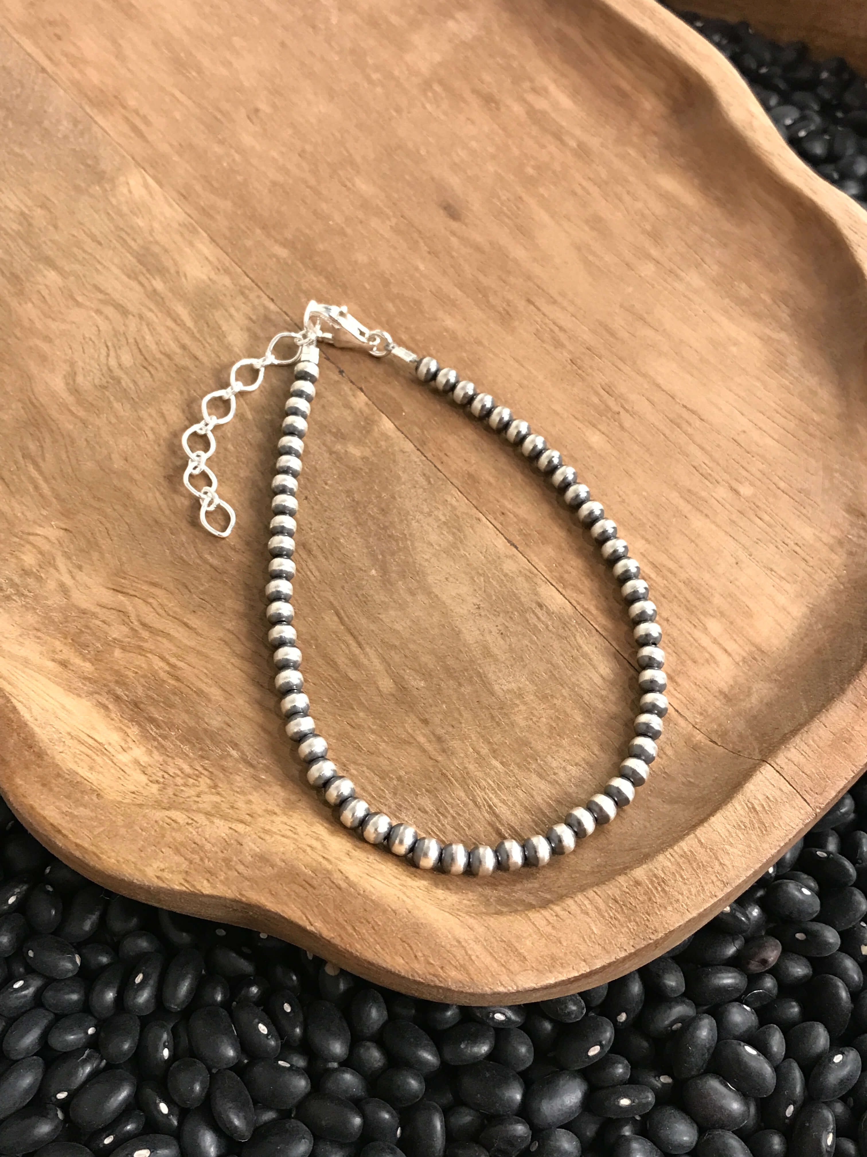 The Marfa 4mm Ankle Bracelet-Bracelets & Cuffs-Calli Co., Turquoise and Silver Jewelry, Native American Handmade, Zuni Tribe, Navajo Tribe, Brock Texas