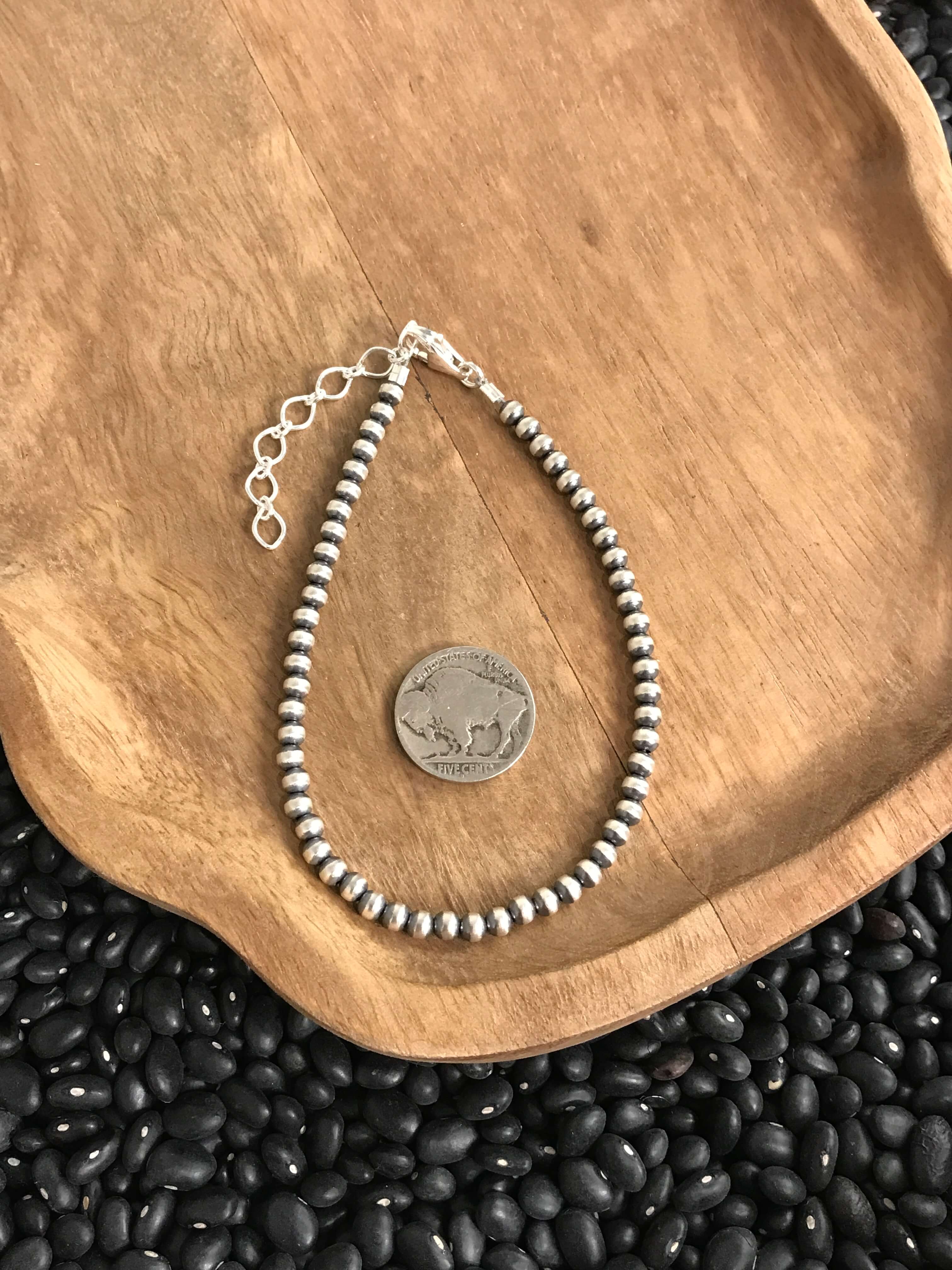 The Marfa 4mm Ankle Bracelet-Bracelets & Cuffs-Calli Co., Turquoise and Silver Jewelry, Native American Handmade, Zuni Tribe, Navajo Tribe, Brock Texas