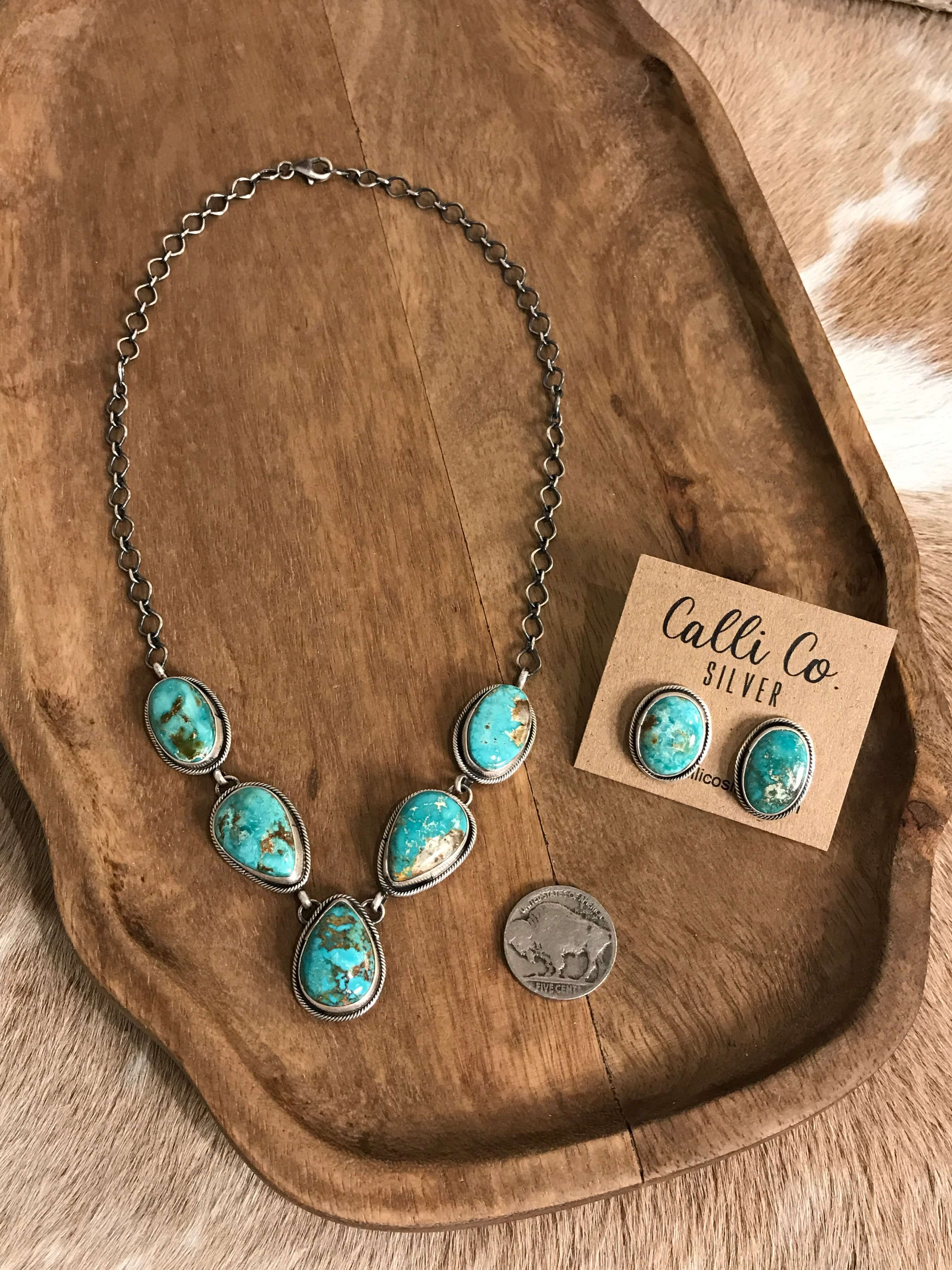 The Lulu Statement Necklace Set, 4-Necklaces-Calli Co., Turquoise and Silver Jewelry, Native American Handmade, Zuni Tribe, Navajo Tribe, Brock Texas