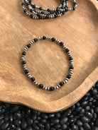 The Dainty Stretch Bracelet in Onyx-Bracelets & Cuffs-Calli Co., Turquoise and Silver Jewelry, Native American Handmade, Zuni Tribe, Navajo Tribe, Brock Texas