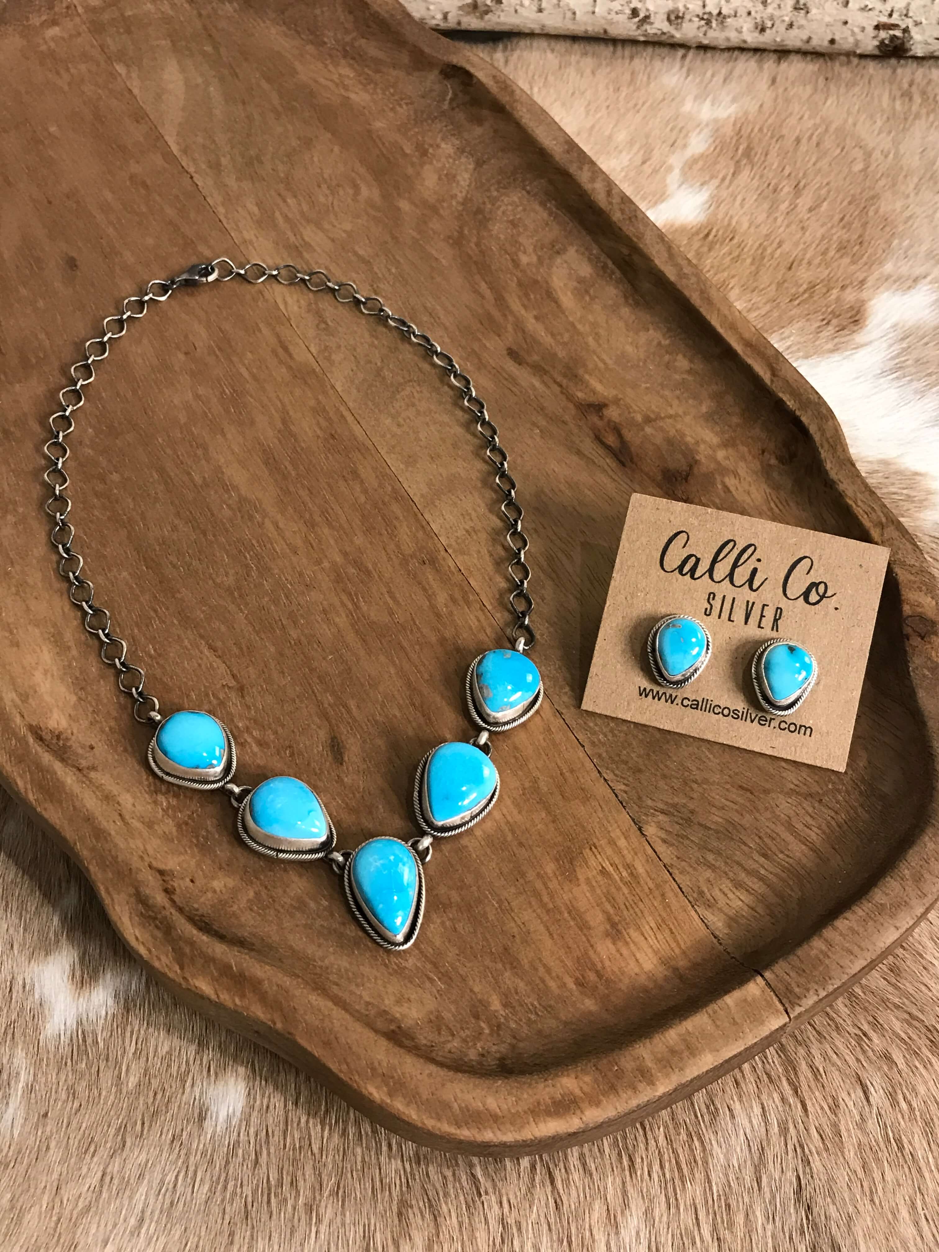 The Lulu Statement Necklace Set, 5-Necklaces-Calli Co., Turquoise and Silver Jewelry, Native American Handmade, Zuni Tribe, Navajo Tribe, Brock Texas