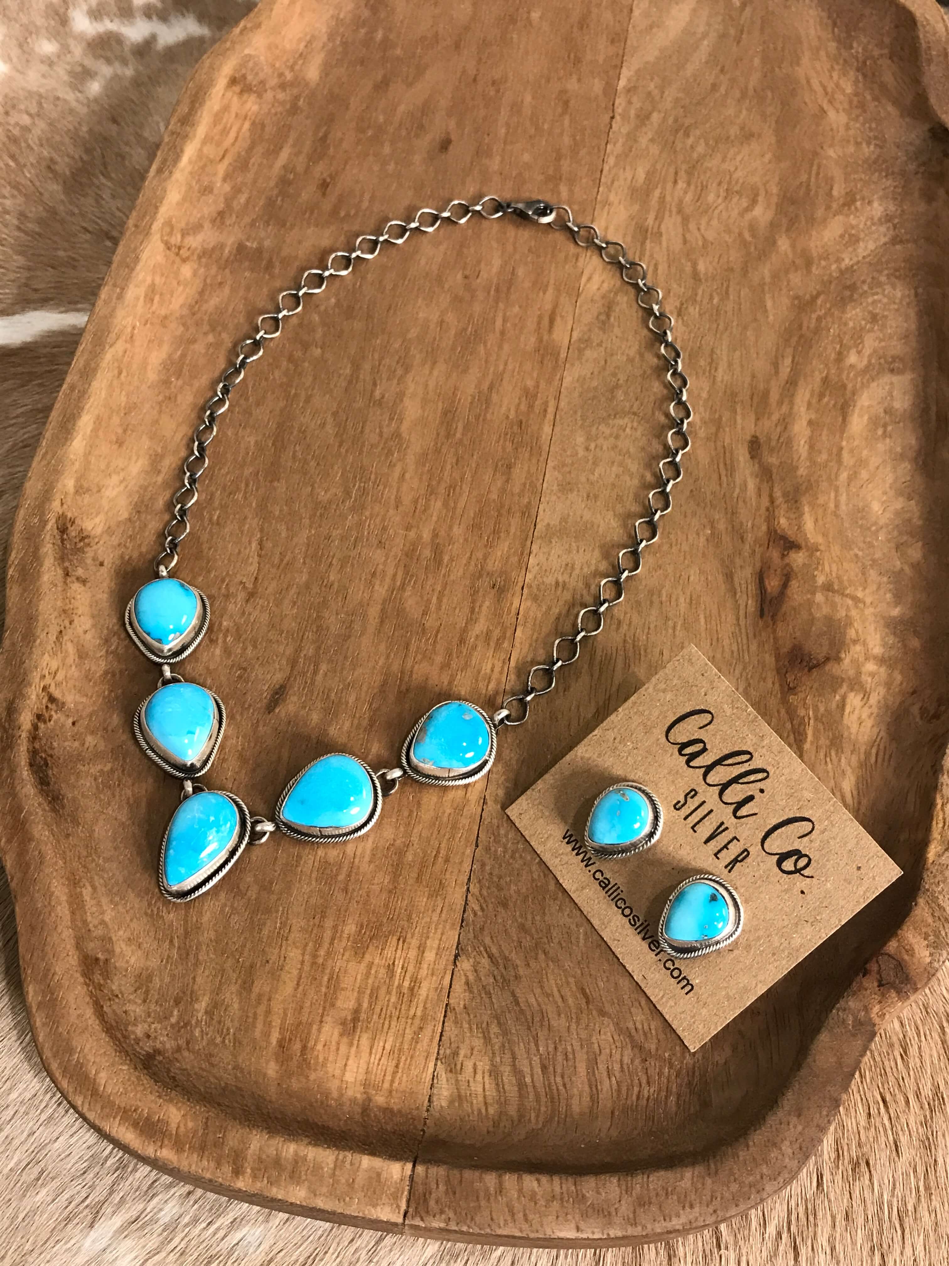 The Lulu Statement Necklace Set, 5-Necklaces-Calli Co., Turquoise and Silver Jewelry, Native American Handmade, Zuni Tribe, Navajo Tribe, Brock Texas