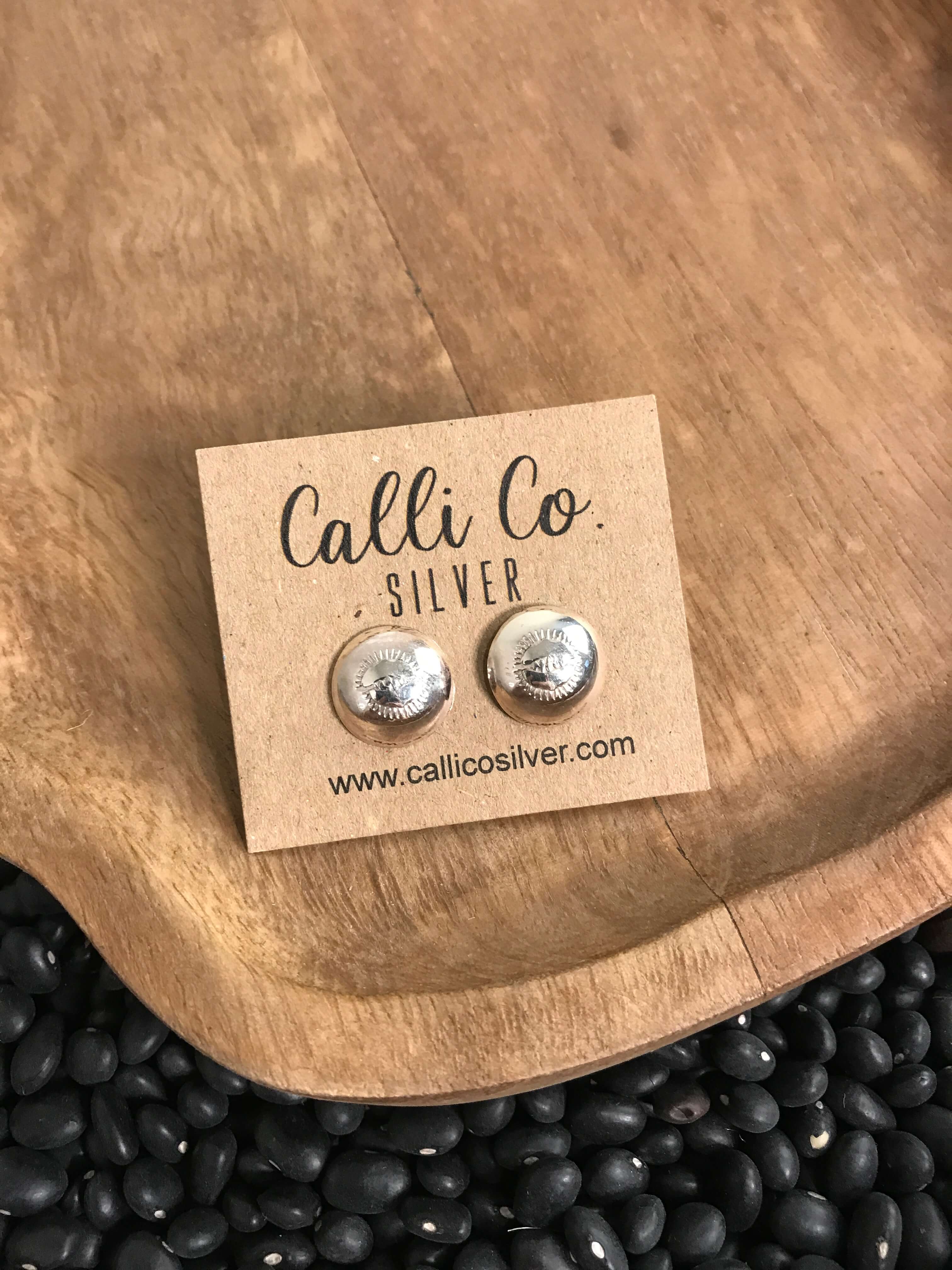 The Indus Dome Studs-Earrings-Calli Co., Turquoise and Silver Jewelry, Native American Handmade, Zuni Tribe, Navajo Tribe, Brock Texas