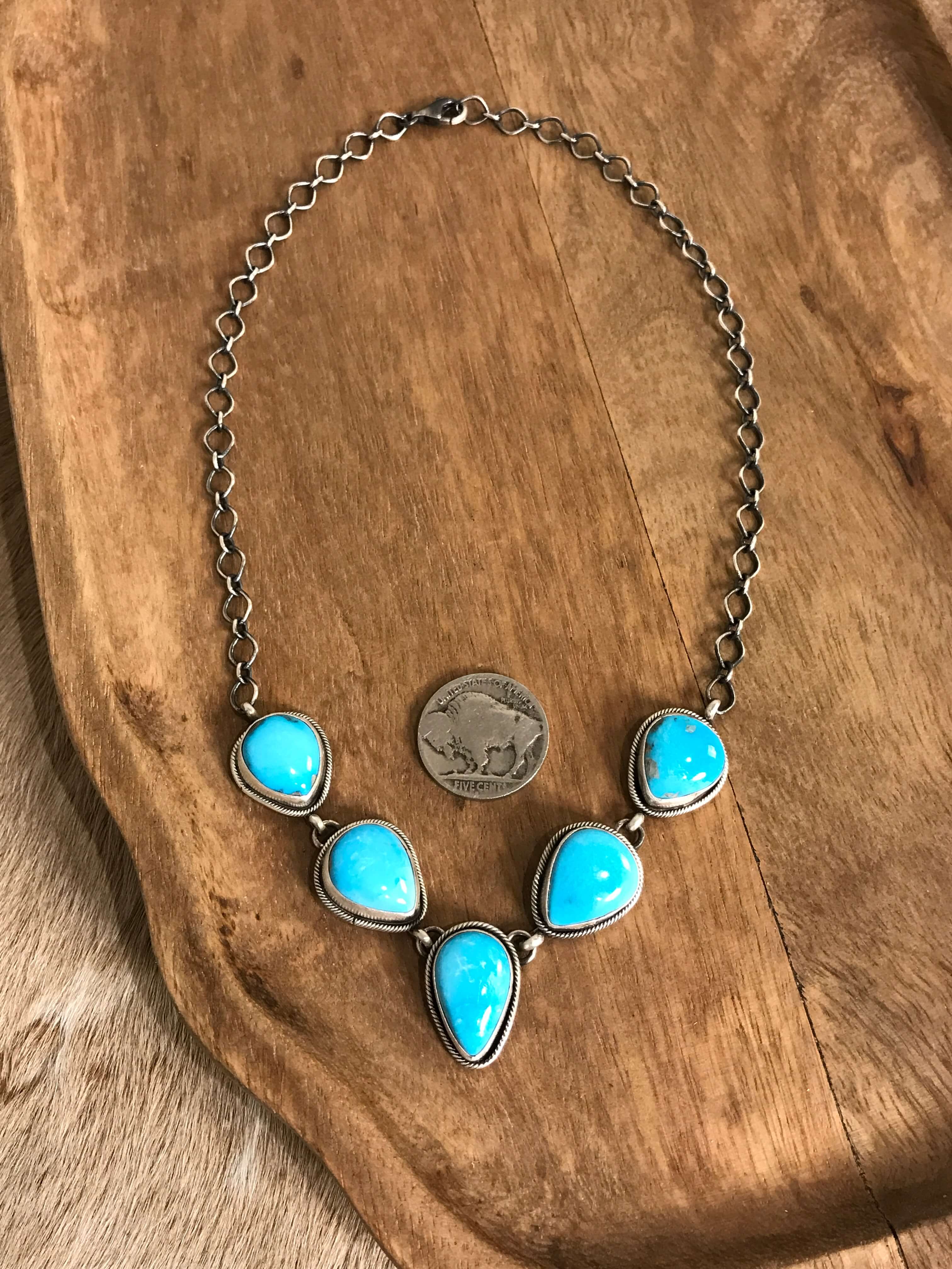 The Lulu Statement Necklace Set, 5-Necklaces-Calli Co., Turquoise and Silver Jewelry, Native American Handmade, Zuni Tribe, Navajo Tribe, Brock Texas
