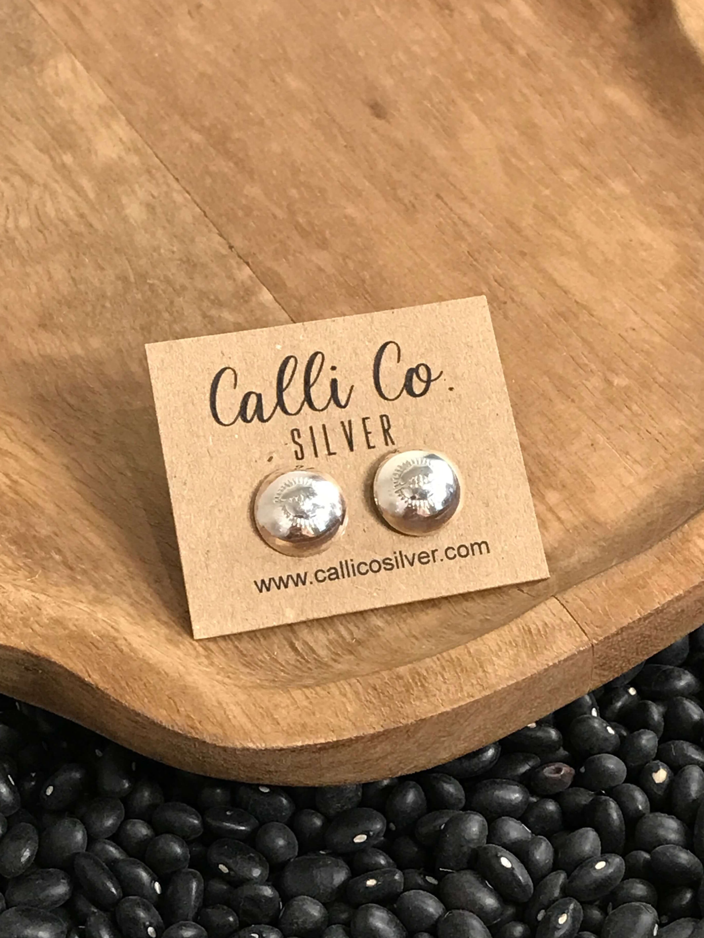 The Indus Dome Studs-Earrings-Calli Co., Turquoise and Silver Jewelry, Native American Handmade, Zuni Tribe, Navajo Tribe, Brock Texas