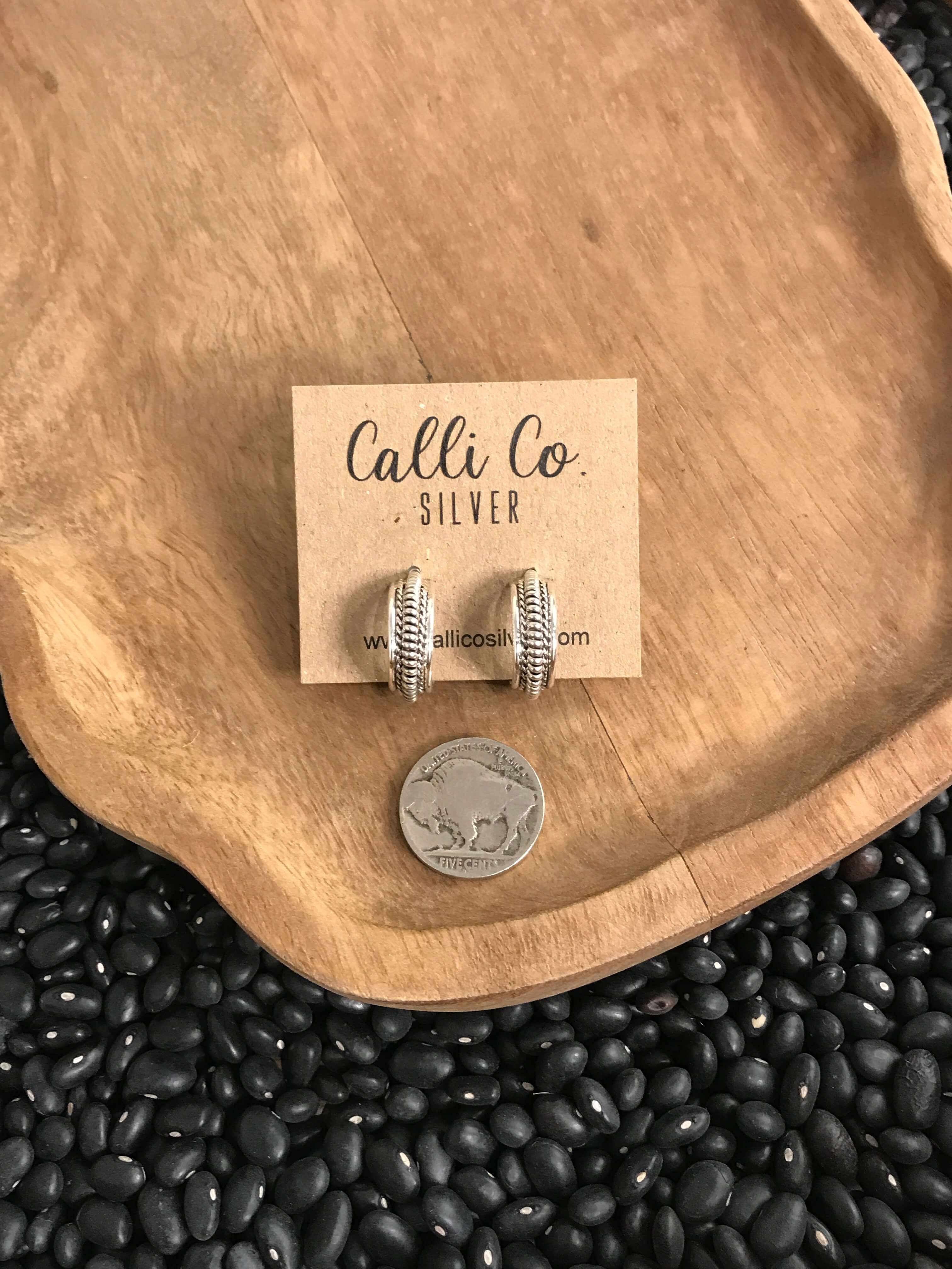 The Flora Hoop Earrings-Earrings-Calli Co., Turquoise and Silver Jewelry, Native American Handmade, Zuni Tribe, Navajo Tribe, Brock Texas