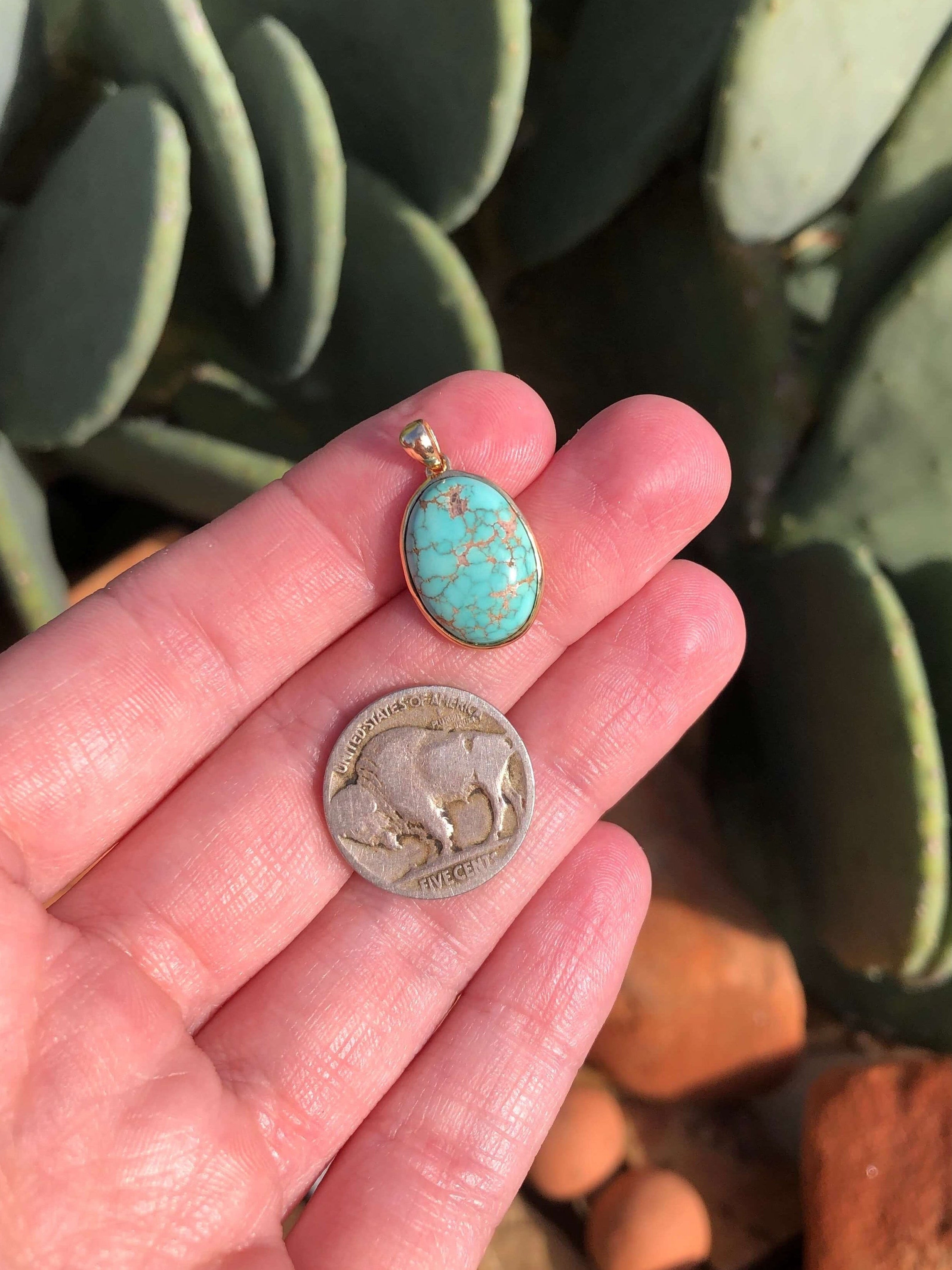 The Nordic 14k and Turquoise Pendant, 10-Pendants-Calli Co., Turquoise and Silver Jewelry, Native American Handmade, Zuni Tribe, Navajo Tribe, Brock Texas