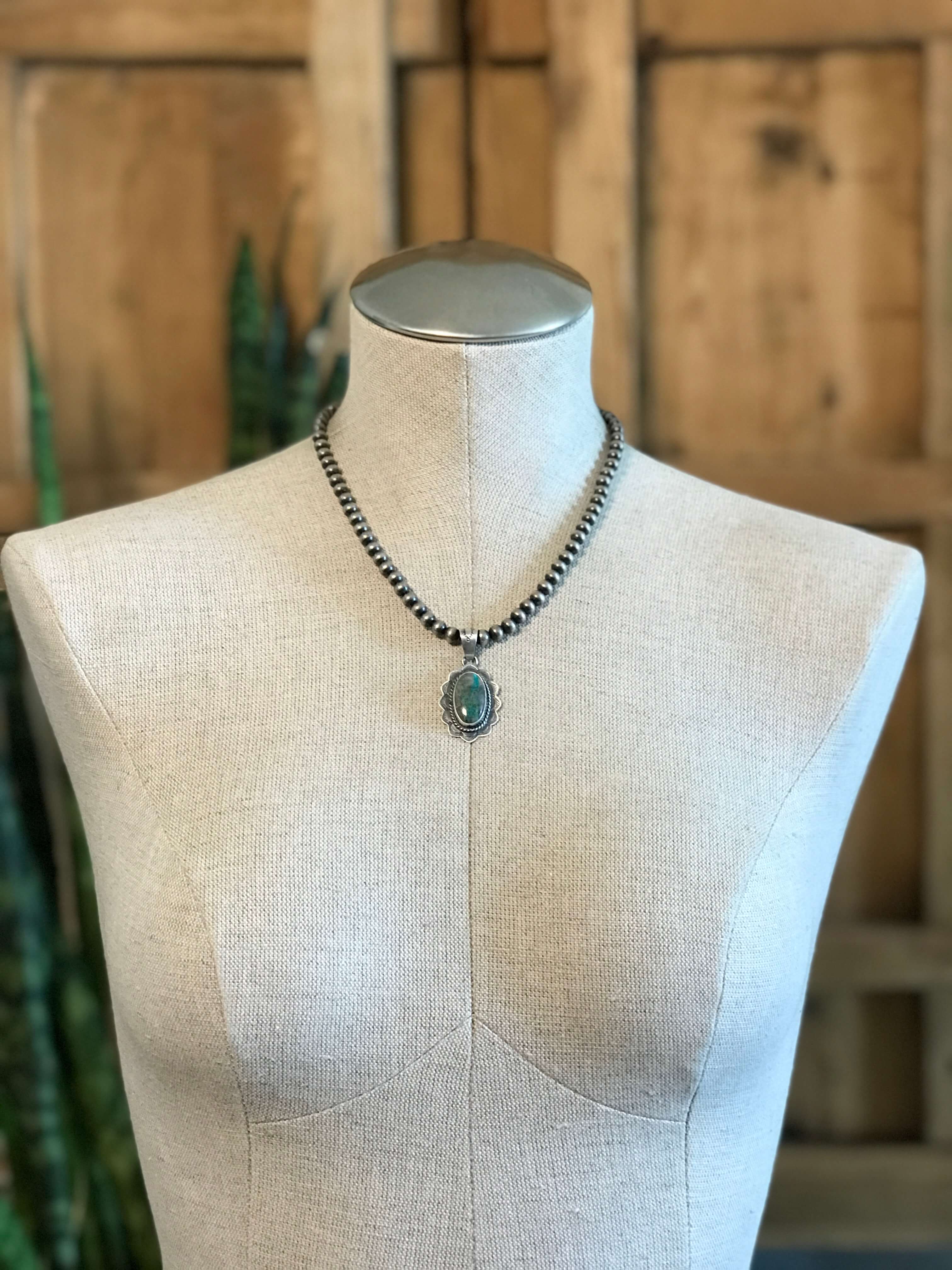 The Sycamore Turquoise Pendant, 4-Pendants-Calli Co., Turquoise and Silver Jewelry, Native American Handmade, Zuni Tribe, Navajo Tribe, Brock Texas