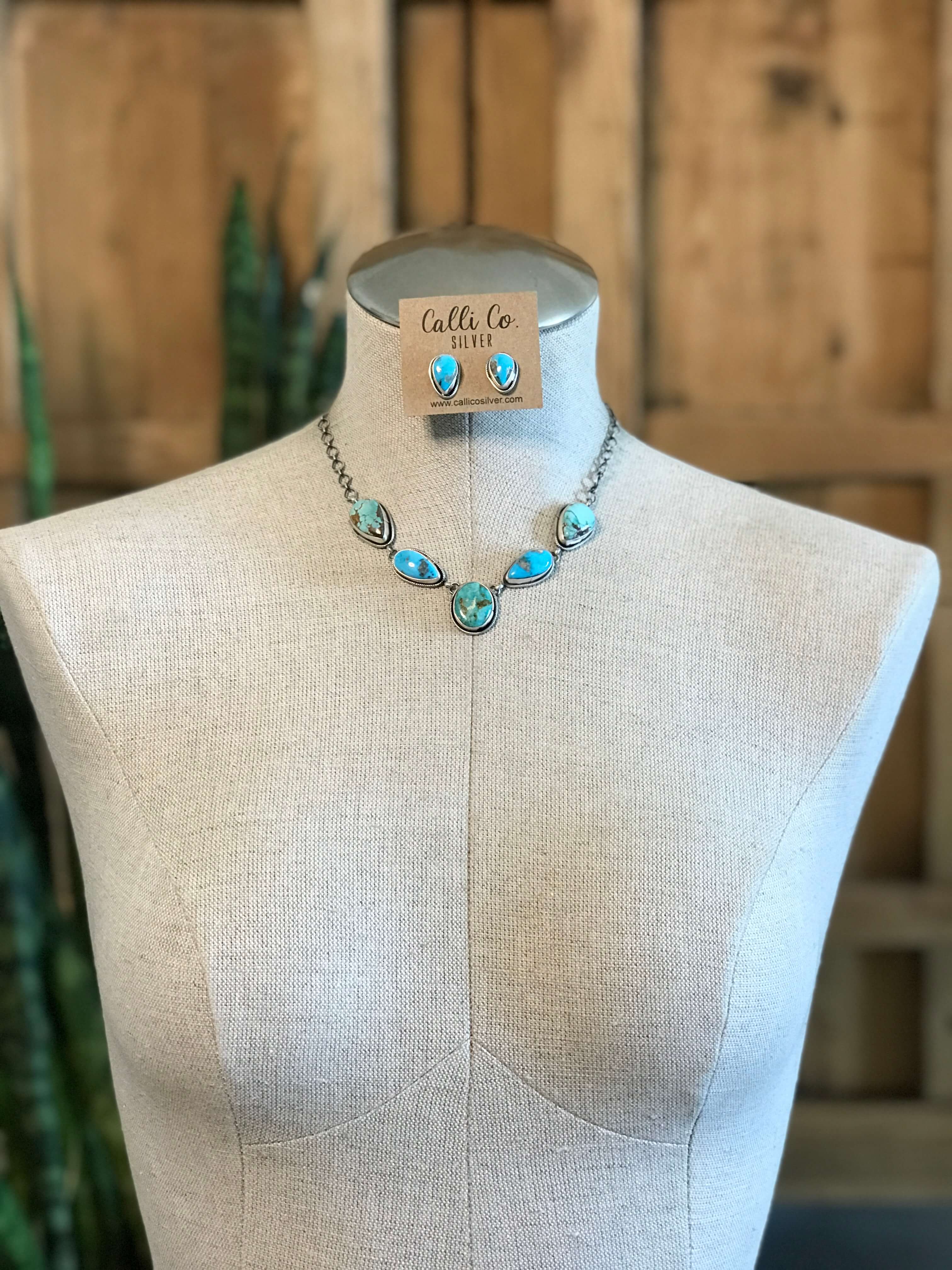The Lulu Statement Necklace Set, 3-Necklaces-Calli Co., Turquoise and Silver Jewelry, Native American Handmade, Zuni Tribe, Navajo Tribe, Brock Texas