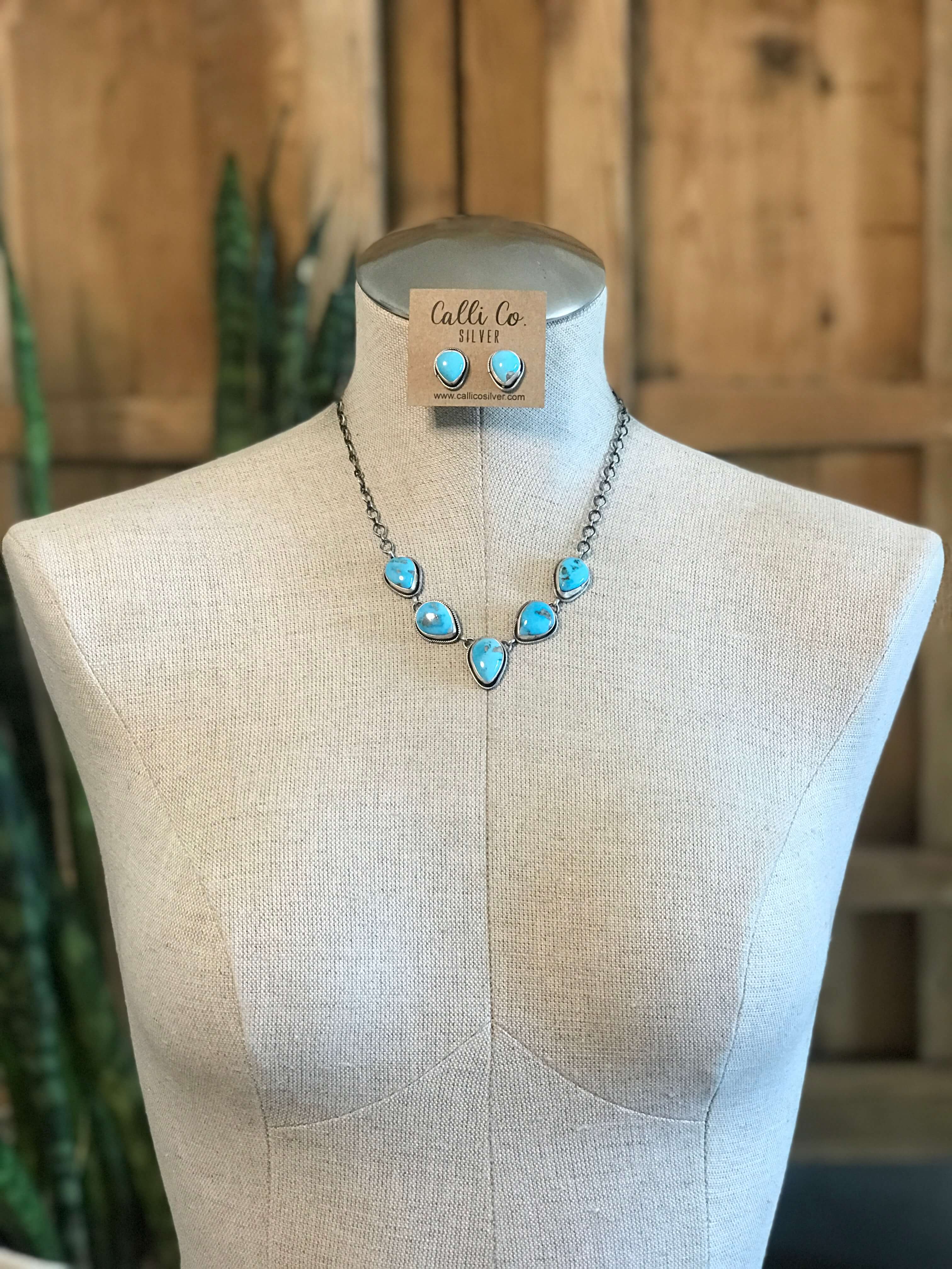 The Lulu Statement Necklace Set, 7-Necklaces-Calli Co., Turquoise and Silver Jewelry, Native American Handmade, Zuni Tribe, Navajo Tribe, Brock Texas
