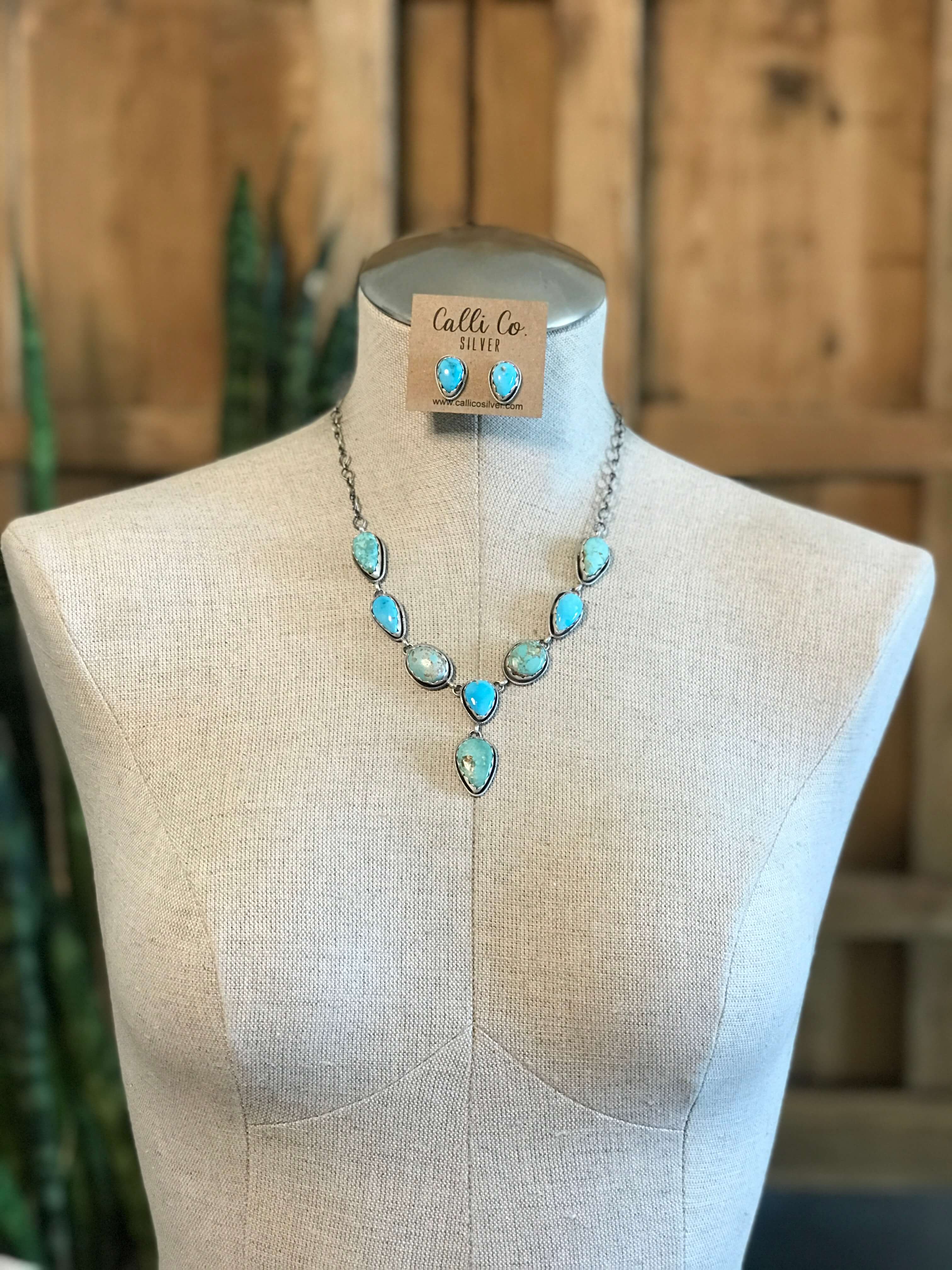 The Hartley Lariat Necklace Set, 2-Necklaces-Calli Co., Turquoise and Silver Jewelry, Native American Handmade, Zuni Tribe, Navajo Tribe, Brock Texas