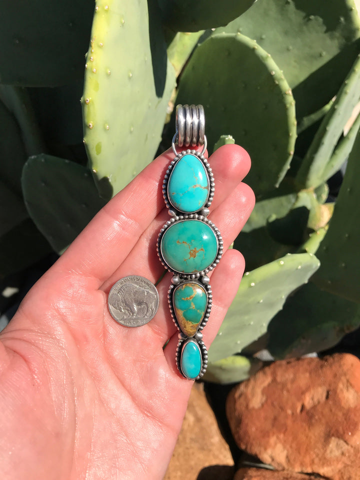 The Lafeyette Turquoise Pendant-Pendants-Calli Co., Turquoise and Silver Jewelry, Native American Handmade, Zuni Tribe, Navajo Tribe, Brock Texas