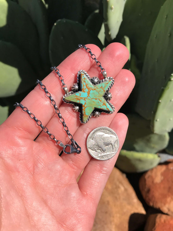 The Turquoise Star Necklace, 2-Necklaces-Calli Co., Turquoise and Silver Jewelry, Native American Handmade, Zuni Tribe, Navajo Tribe, Brock Texas