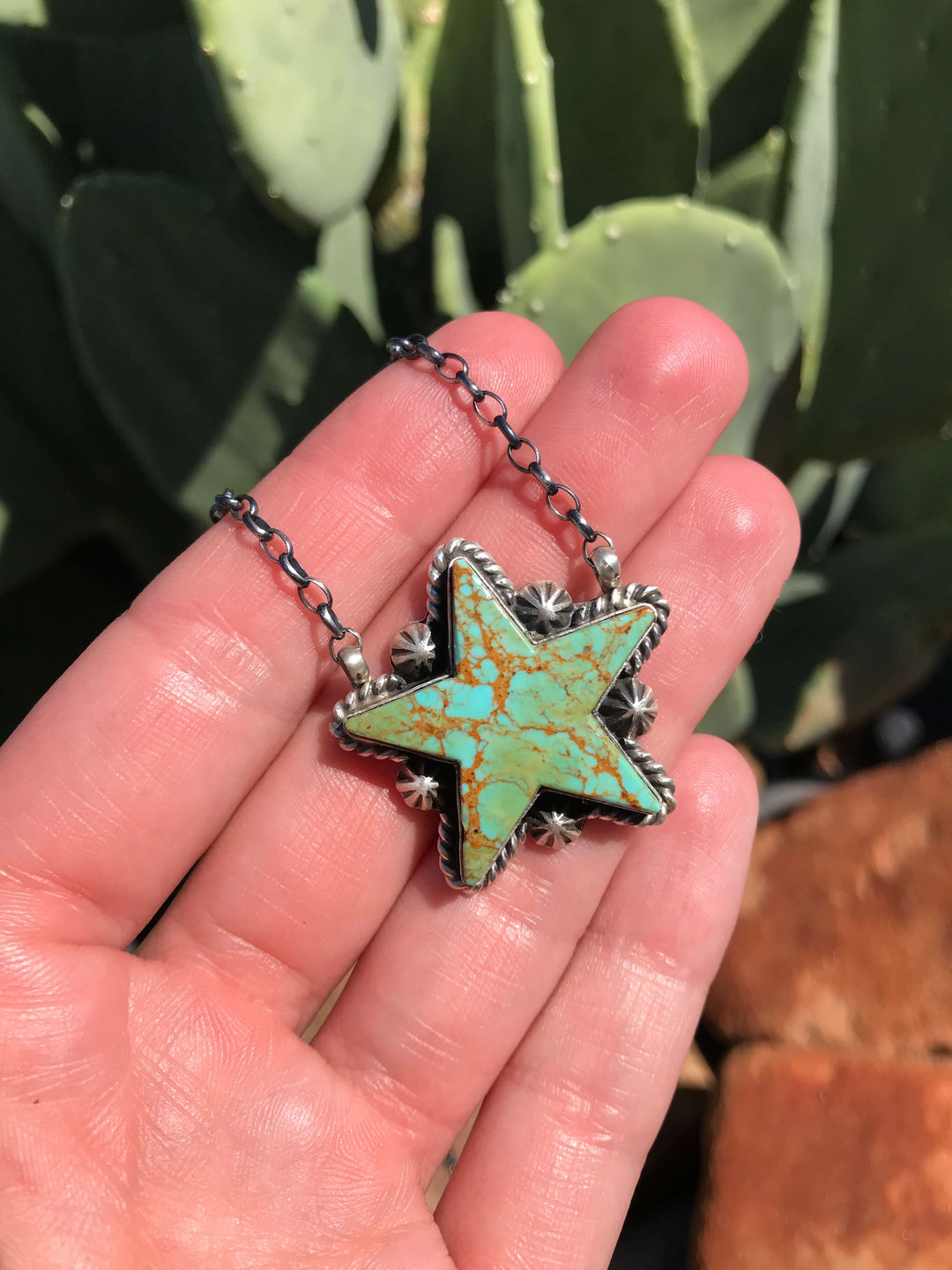 The Turquoise Star Necklace, 2-Necklaces-Calli Co., Turquoise and Silver Jewelry, Native American Handmade, Zuni Tribe, Navajo Tribe, Brock Texas
