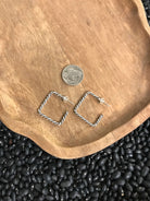 The Aidan Square Hoops-Earrings-Calli Co., Turquoise and Silver Jewelry, Native American Handmade, Zuni Tribe, Navajo Tribe, Brock Texas