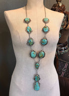 The Abiquiu Turquoise Lariat Necklace Set-Necklaces-Calli Co., Turquoise and Silver Jewelry, Native American Handmade, Zuni Tribe, Navajo Tribe, Brock Texas