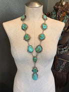 The Abiquiu Turquoise Lariat Necklace Set-Necklaces-Calli Co., Turquoise and Silver Jewelry, Native American Handmade, Zuni Tribe, Navajo Tribe, Brock Texas