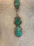 The Abiquiu Turquoise Lariat Necklace Set-Necklaces-Calli Co., Turquoise and Silver Jewelry, Native American Handmade, Zuni Tribe, Navajo Tribe, Brock Texas