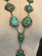 The Abiquiu Turquoise Lariat Necklace Set-Necklaces-Calli Co., Turquoise and Silver Jewelry, Native American Handmade, Zuni Tribe, Navajo Tribe, Brock Texas