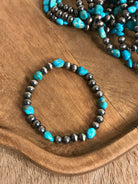 The Toledo Stretch Bracelet in Blue-Bracelets & Cuffs-Calli Co., Turquoise and Silver Jewelry, Native American Handmade, Zuni Tribe, Navajo Tribe, Brock Texas
