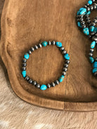 The Toledo Stretch Bracelet in Blue-Bracelets & Cuffs-Calli Co., Turquoise and Silver Jewelry, Native American Handmade, Zuni Tribe, Navajo Tribe, Brock Texas