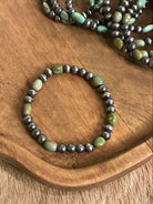 The Toledo Stretch Bracelet in Green-Bracelets & Cuffs-Calli Co., Turquoise and Silver Jewelry, Native American Handmade, Zuni Tribe, Navajo Tribe, Brock Texas