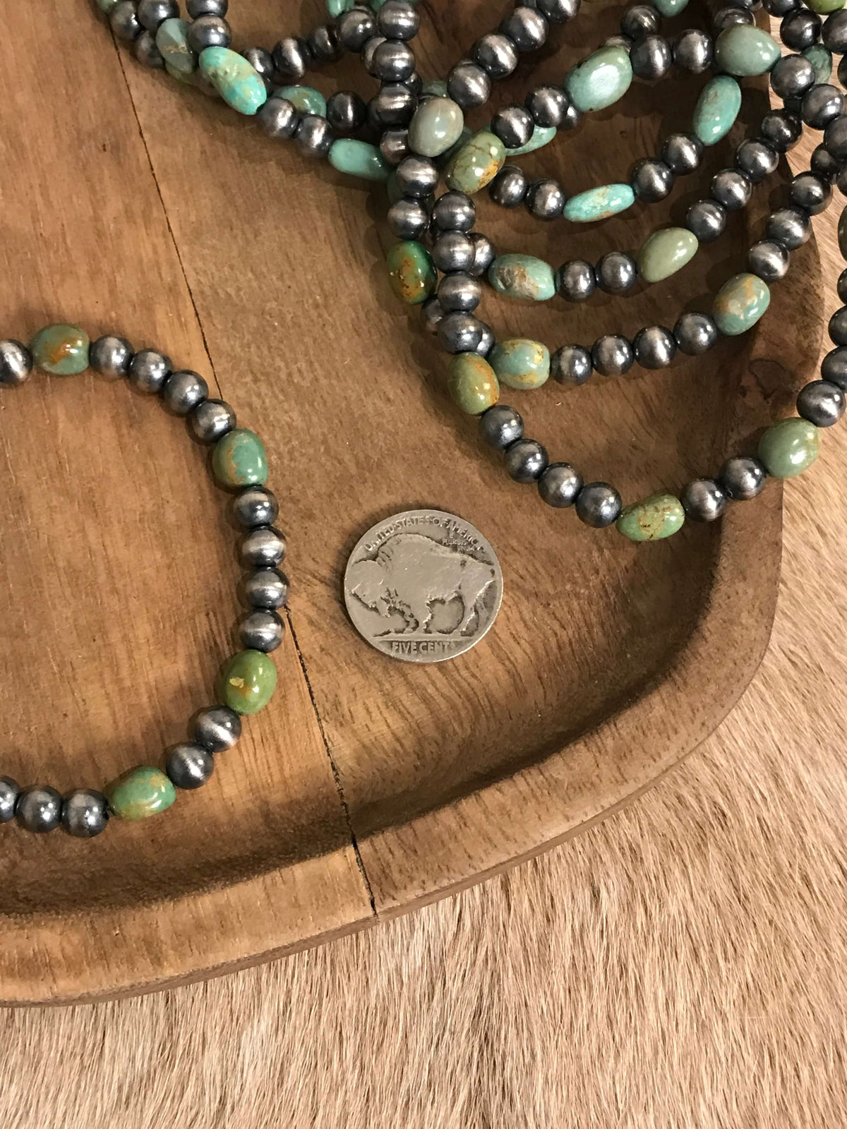 The Toledo Stretch Bracelet in Green-Bracelets & Cuffs-Calli Co., Turquoise and Silver Jewelry, Native American Handmade, Zuni Tribe, Navajo Tribe, Brock Texas