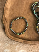 The Toledo Stretch Bracelet in Green-Bracelets & Cuffs-Calli Co., Turquoise and Silver Jewelry, Native American Handmade, Zuni Tribe, Navajo Tribe, Brock Texas