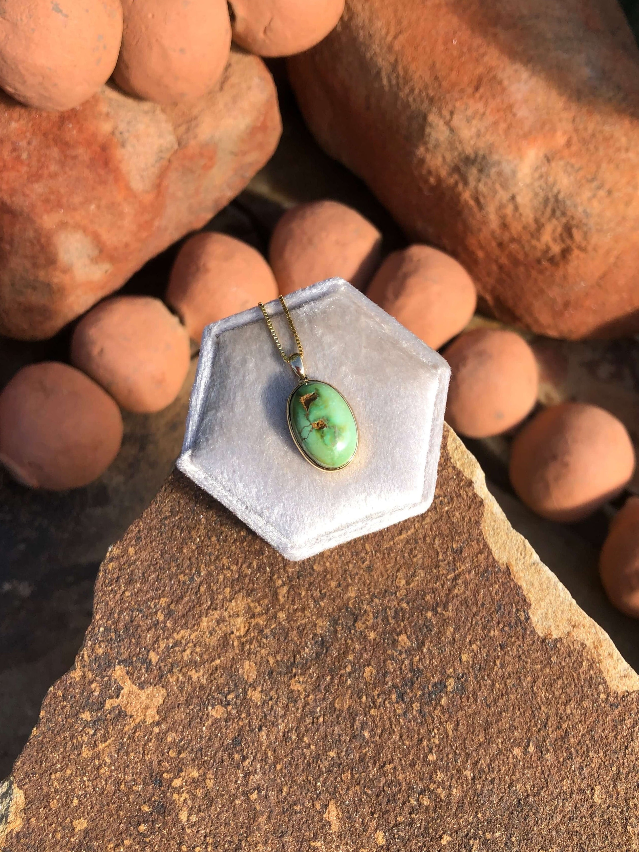 The Nordic 14k and Turquoise Pendant, 13-Pendants-Calli Co., Turquoise and Silver Jewelry, Native American Handmade, Zuni Tribe, Navajo Tribe, Brock Texas