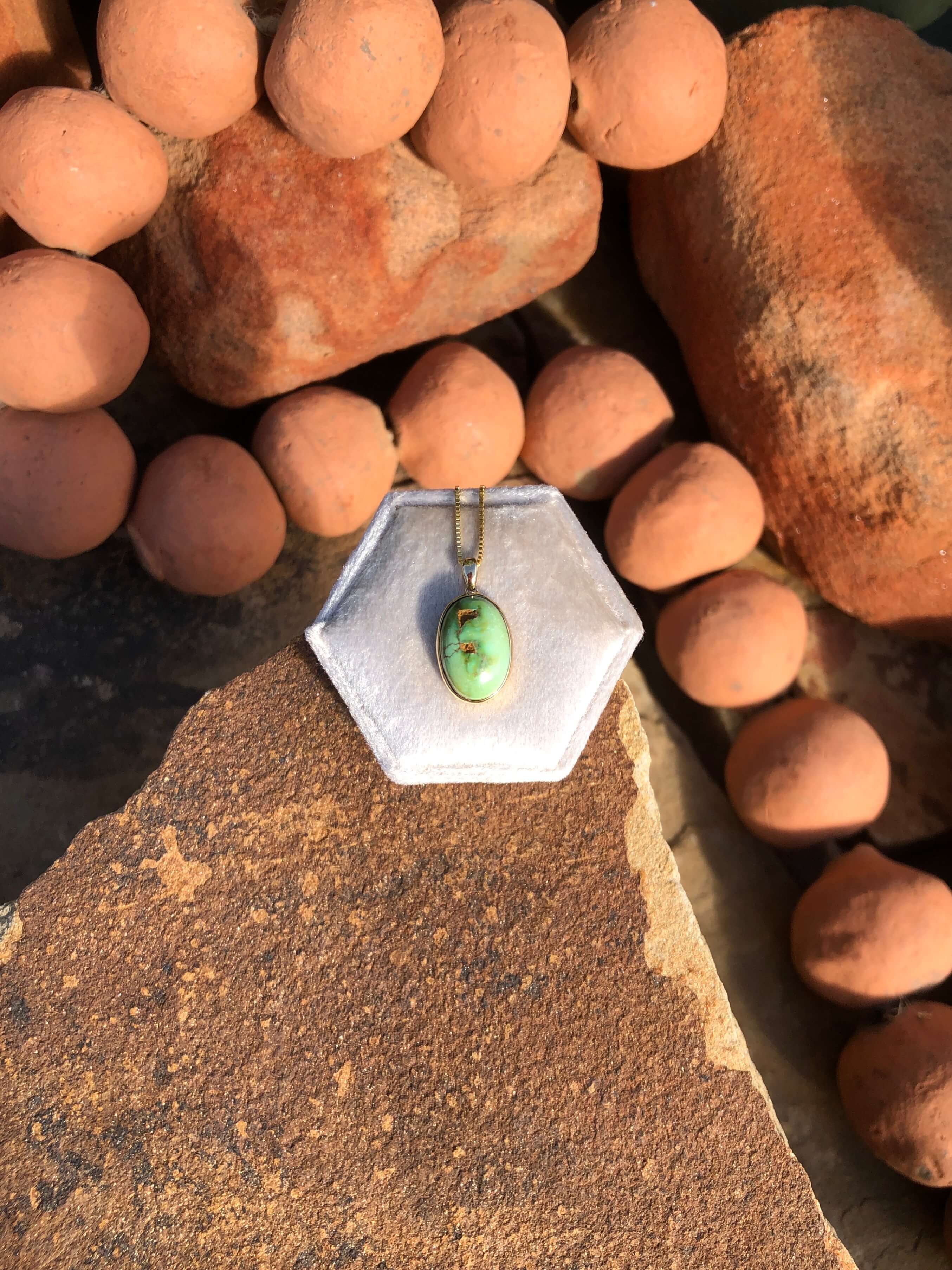 The Nordic 14k and Turquoise Pendant, 13-Pendants-Calli Co., Turquoise and Silver Jewelry, Native American Handmade, Zuni Tribe, Navajo Tribe, Brock Texas