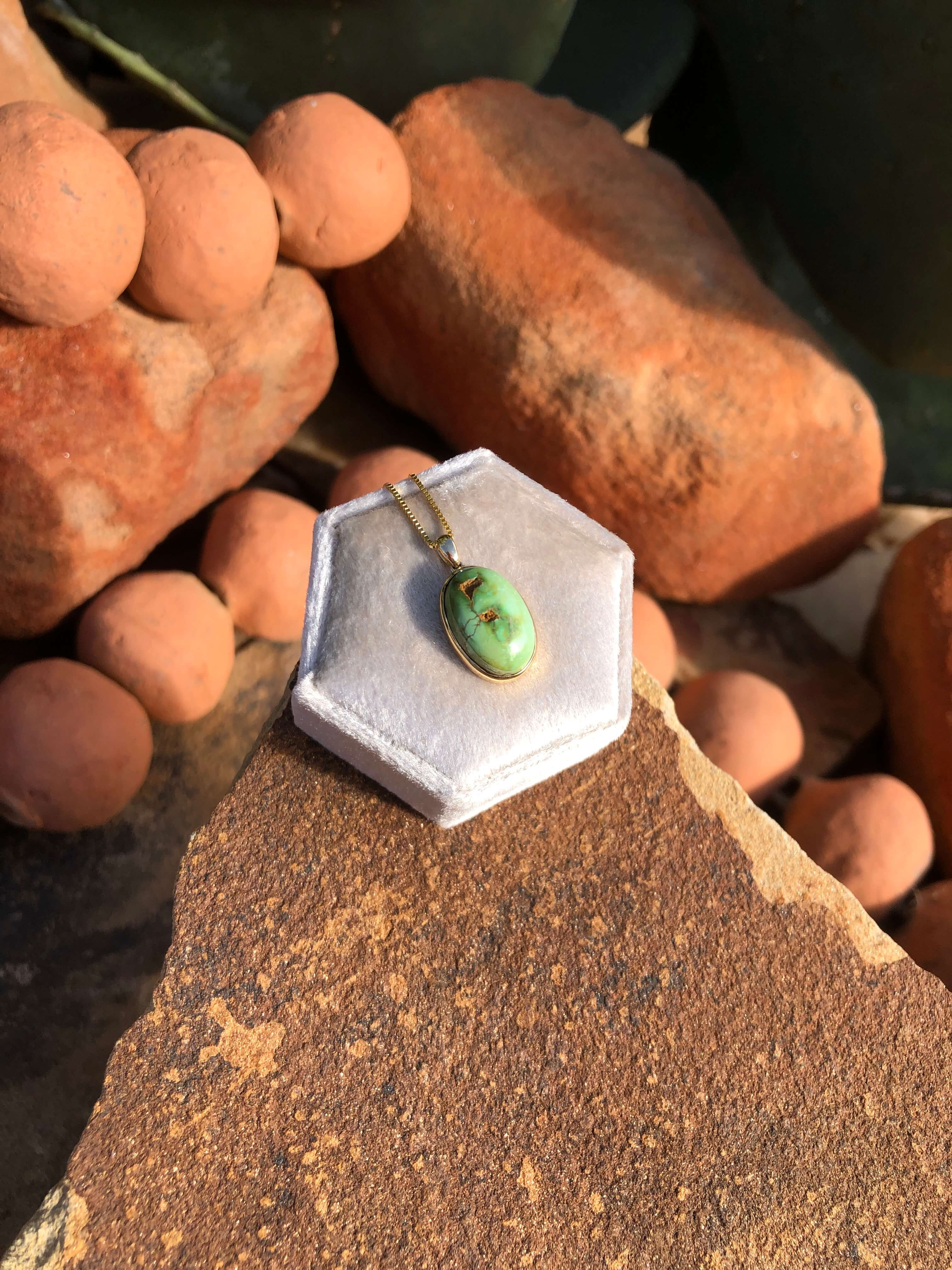 The Nordic 14k and Turquoise Pendant, 13-Pendants-Calli Co., Turquoise and Silver Jewelry, Native American Handmade, Zuni Tribe, Navajo Tribe, Brock Texas