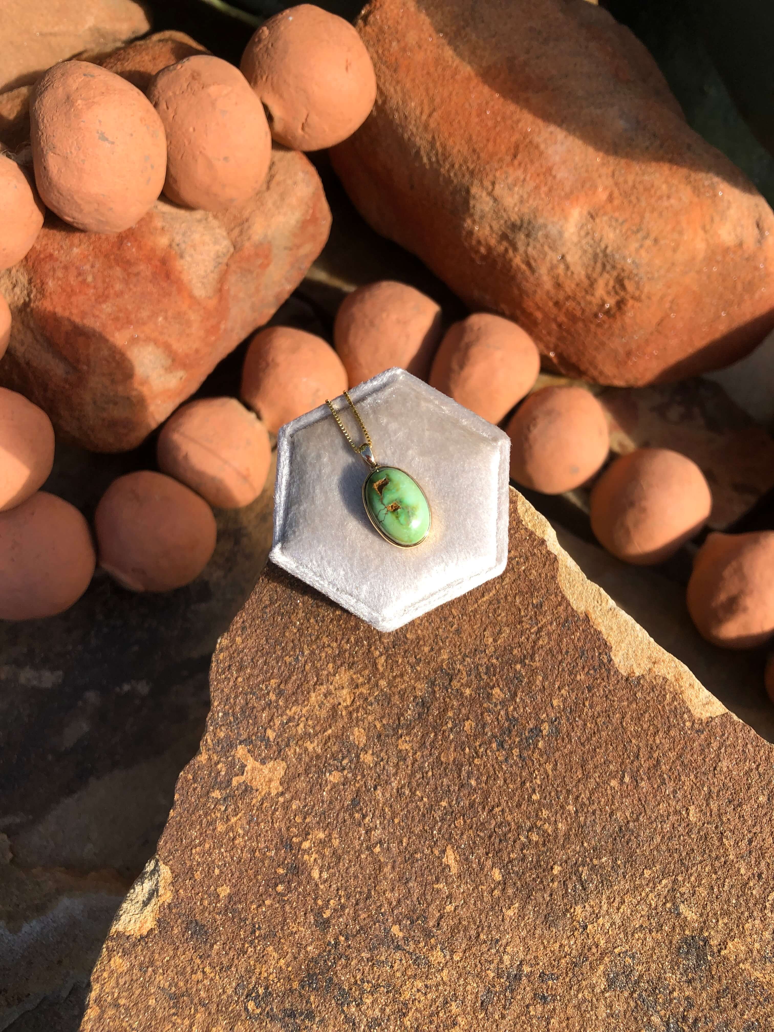 The Nordic 14k and Turquoise Pendant, 13-Pendants-Calli Co., Turquoise and Silver Jewelry, Native American Handmade, Zuni Tribe, Navajo Tribe, Brock Texas