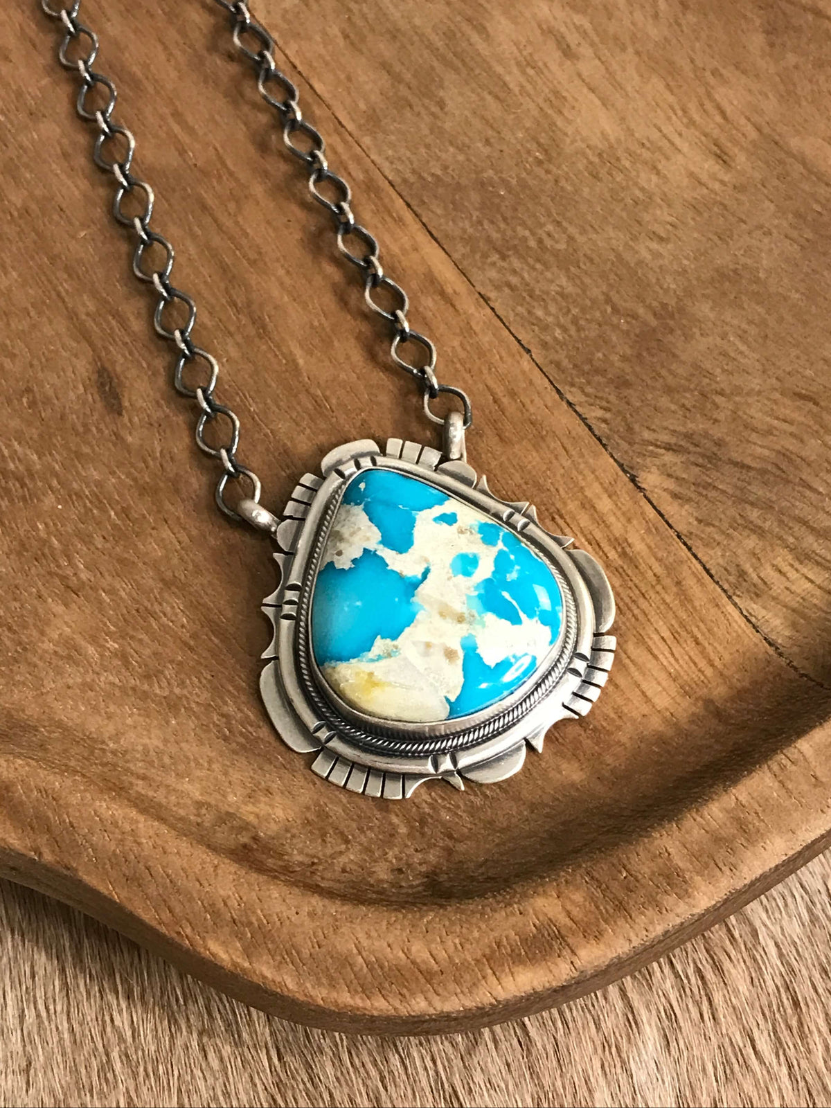 The Cardona Turquoise Necklace, 1-Necklaces-Calli Co., Turquoise and Silver Jewelry, Native American Handmade, Zuni Tribe, Navajo Tribe, Brock Texas