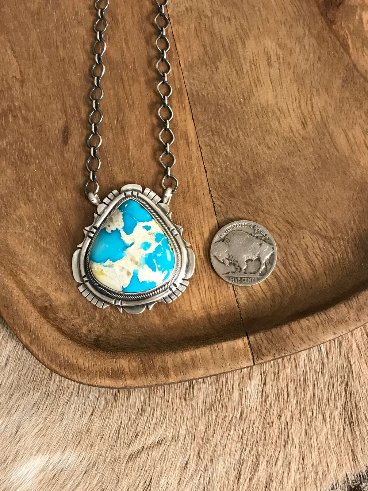 The Cardona Turquoise Necklace, 1-Necklaces-Calli Co., Turquoise and Silver Jewelry, Native American Handmade, Zuni Tribe, Navajo Tribe, Brock Texas