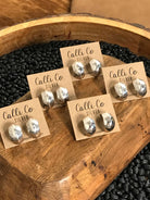 The Lunja Stamped Hoop Earrings-Earrings-Calli Co., Turquoise and Silver Jewelry, Native American Handmade, Zuni Tribe, Navajo Tribe, Brock Texas