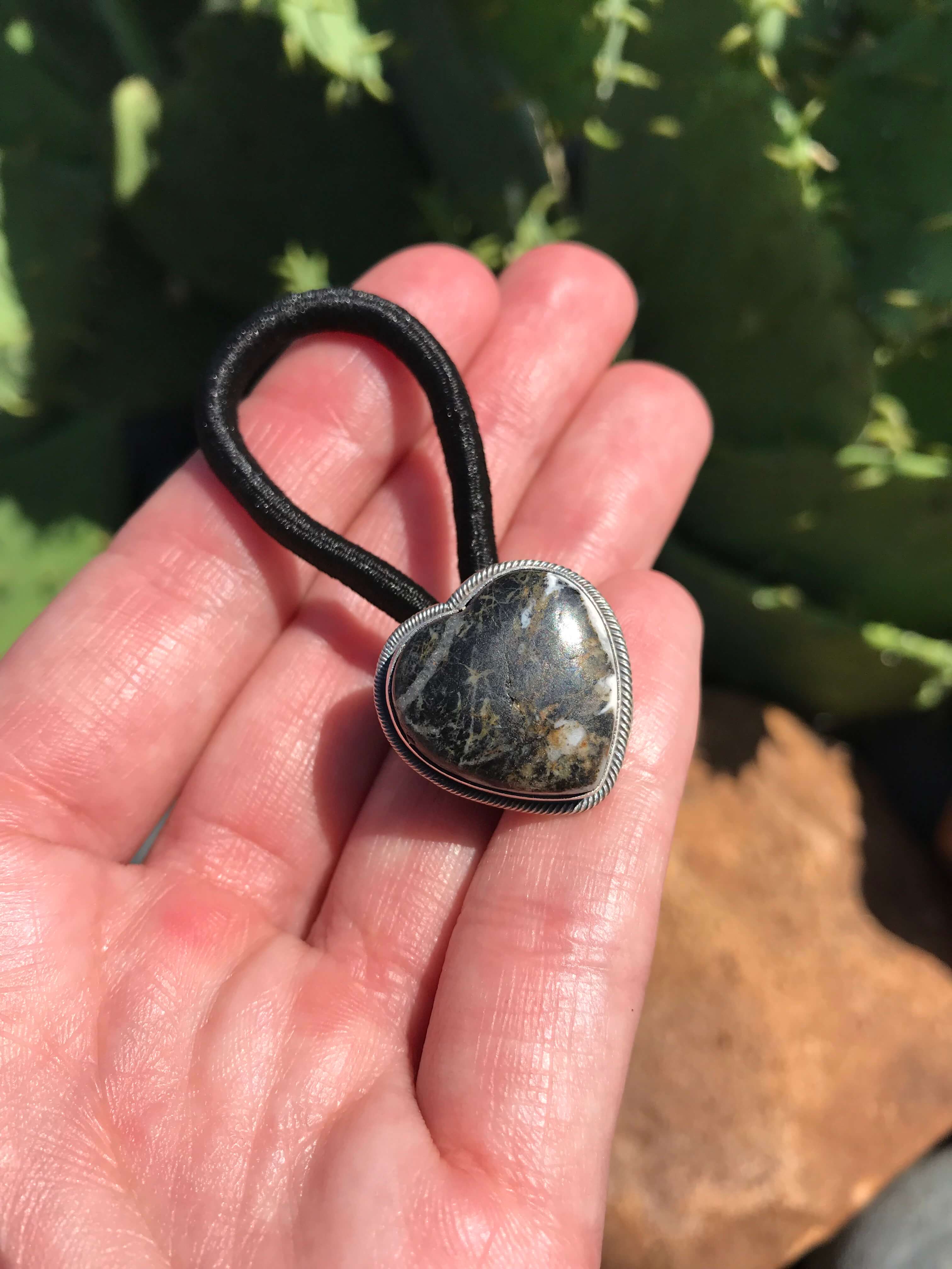 White Buffalo Stone Hair Elastic | Calli Co. Silver | Fort Worth, TX