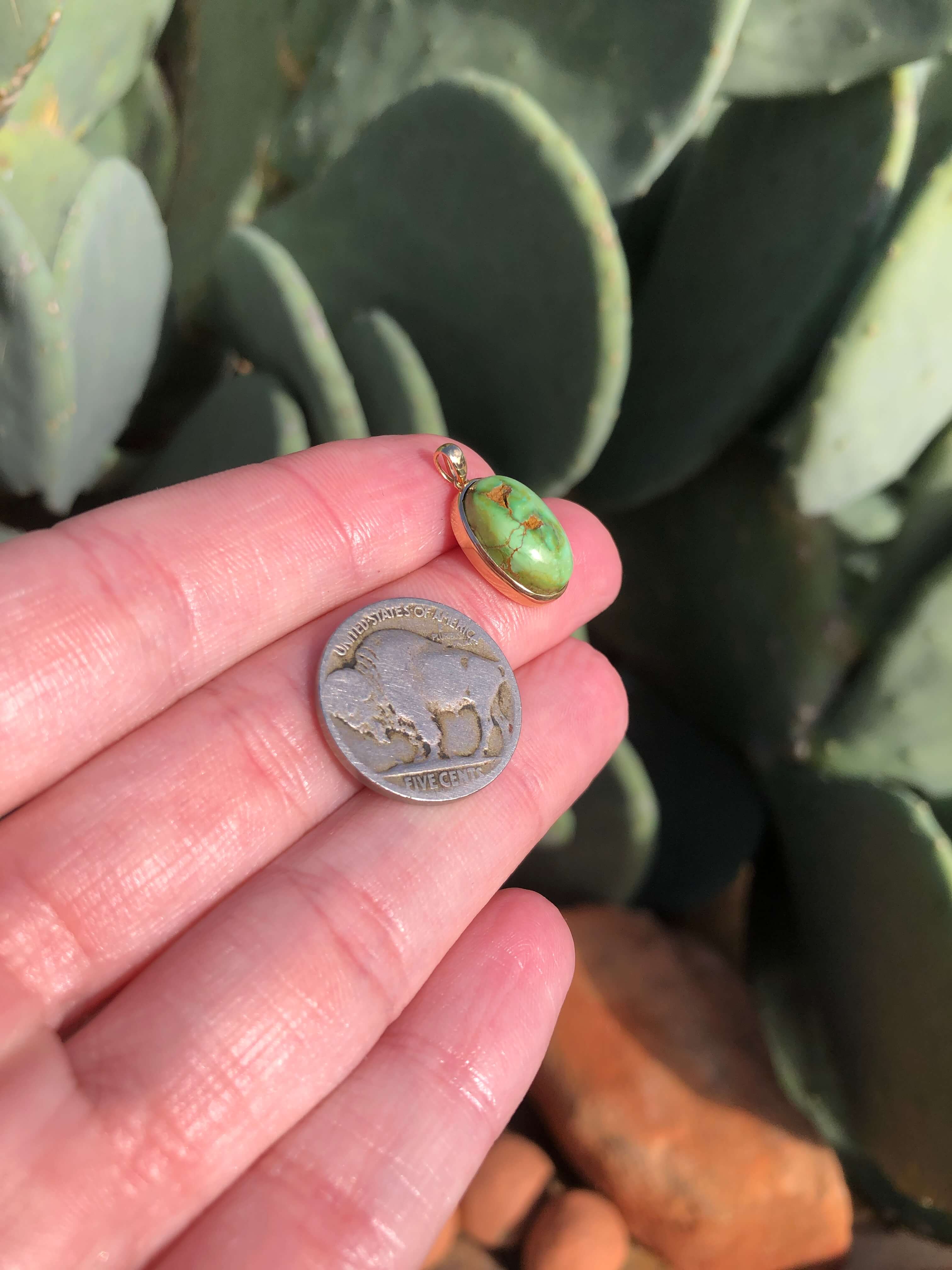 The Nordic 14k and Turquoise Pendant, 13-Pendants-Calli Co., Turquoise and Silver Jewelry, Native American Handmade, Zuni Tribe, Navajo Tribe, Brock Texas