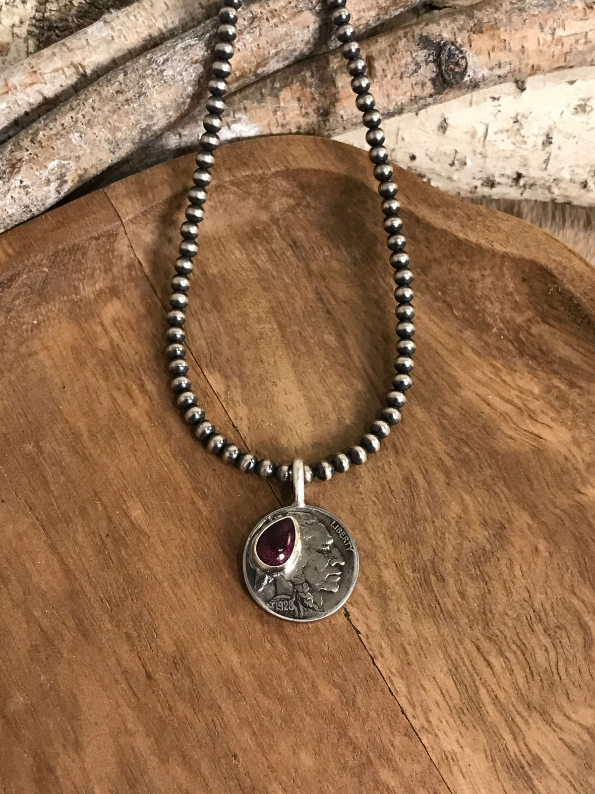 The Buffalo Nickel Pendants in Spiny Oyster-Pendants-Calli Co., Turquoise and Silver Jewelry, Native American Handmade, Zuni Tribe, Navajo Tribe, Brock Texas
