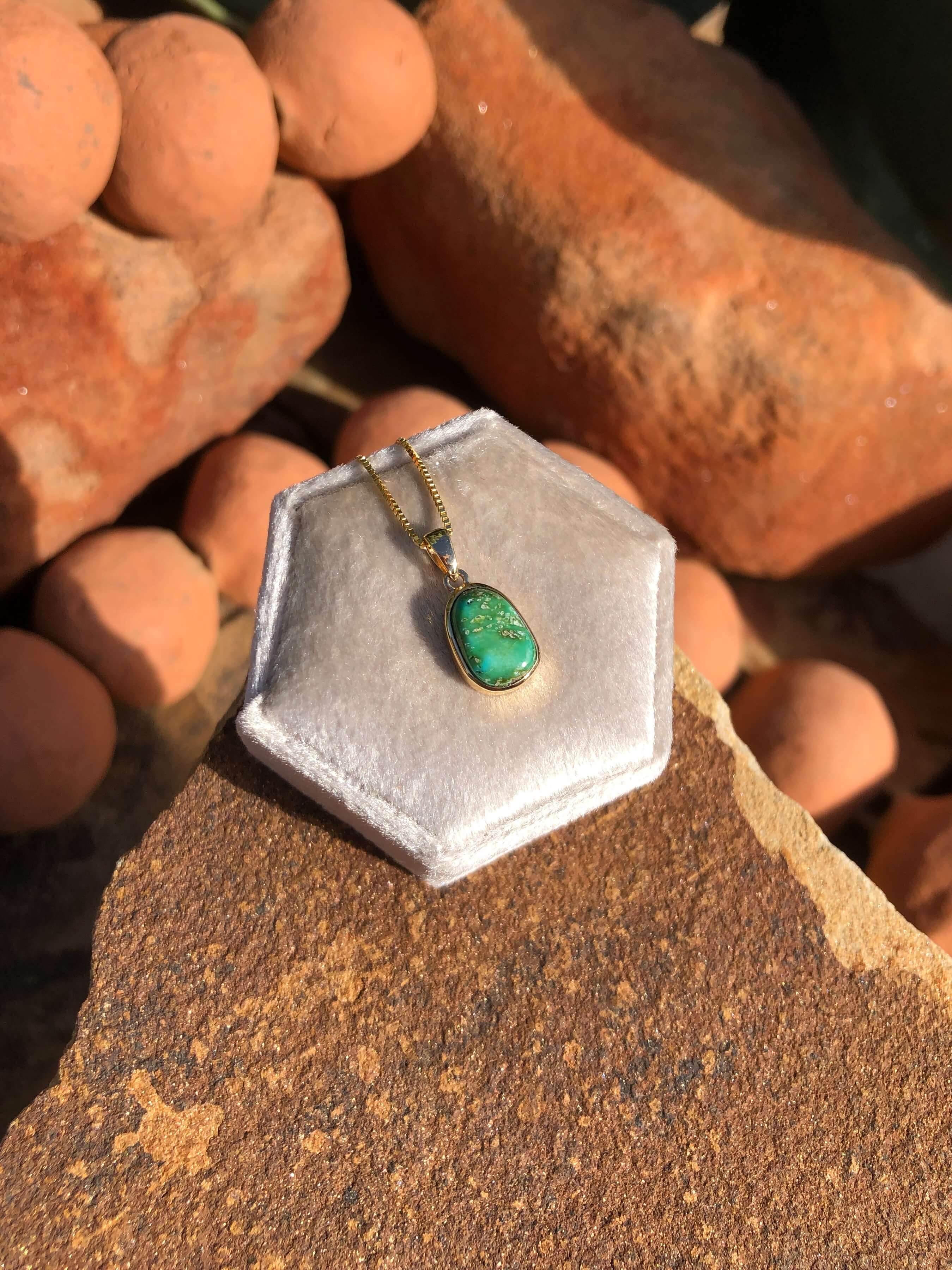 The Nordic 14k and Turquoise Pendant, 14-Pendants-Calli Co., Turquoise and Silver Jewelry, Native American Handmade, Zuni Tribe, Navajo Tribe, Brock Texas