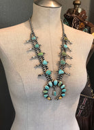 The Codee Turquoise Squash Blossom Necklace Set-Necklaces-Calli Co., Turquoise and Silver Jewelry, Native American Handmade, Zuni Tribe, Navajo Tribe, Brock Texas