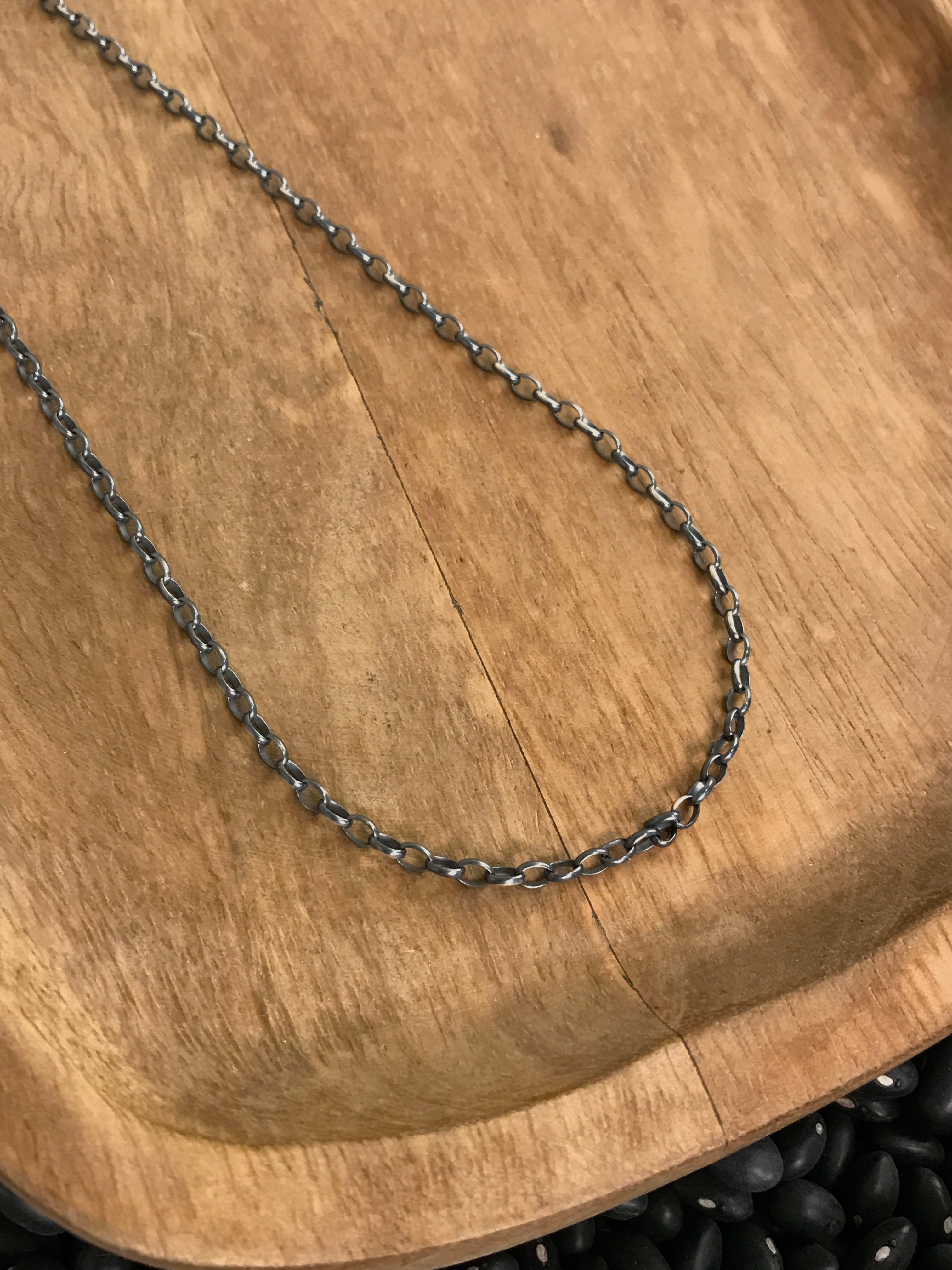 The Midi Sterling Chain Necklace-Necklaces-Calli Co., Turquoise and Silver Jewelry, Native American Handmade, Zuni Tribe, Navajo Tribe, Brock Texas