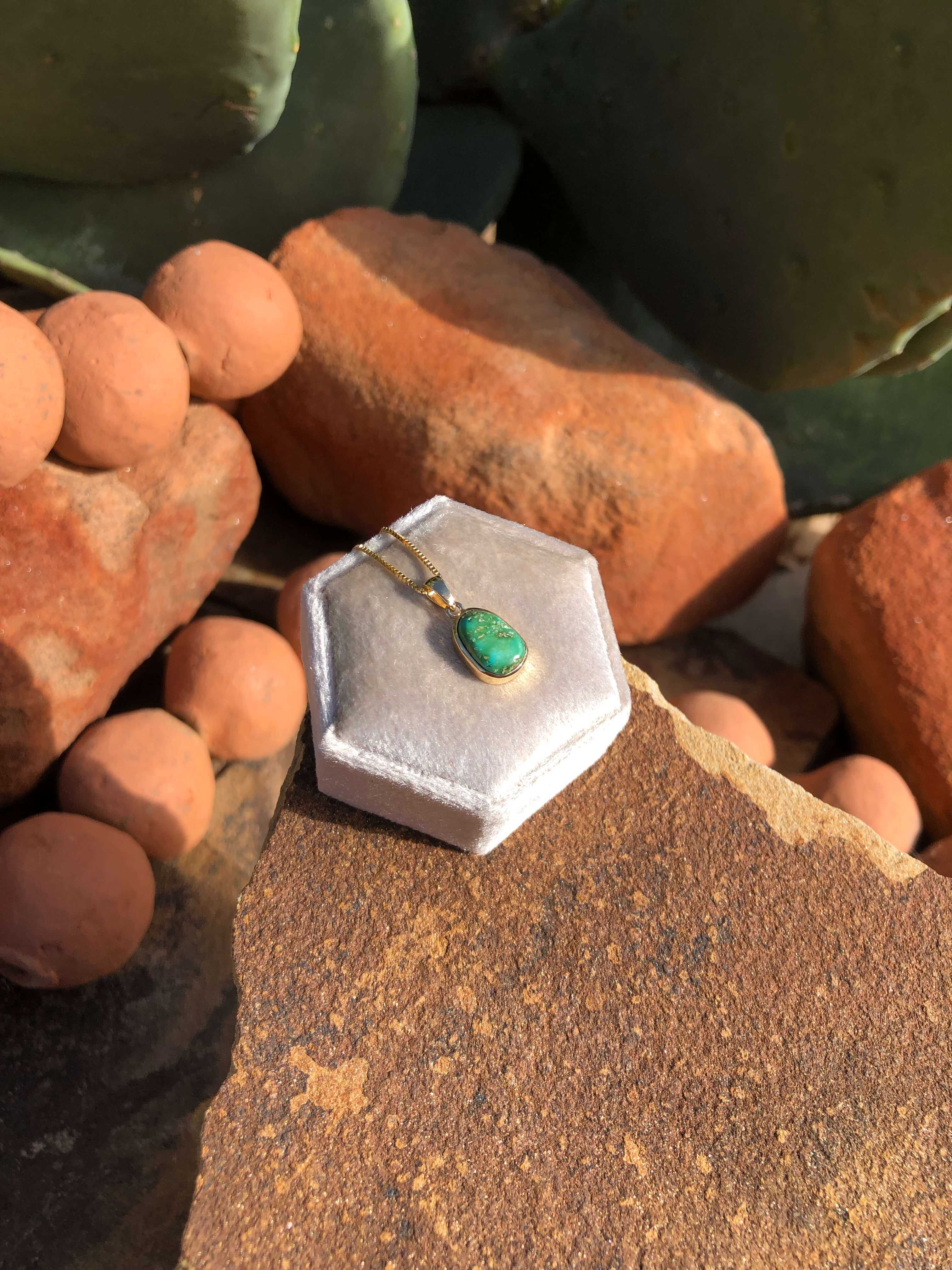 The Nordic 14k and Turquoise Pendant, 14-Pendants-Calli Co., Turquoise and Silver Jewelry, Native American Handmade, Zuni Tribe, Navajo Tribe, Brock Texas