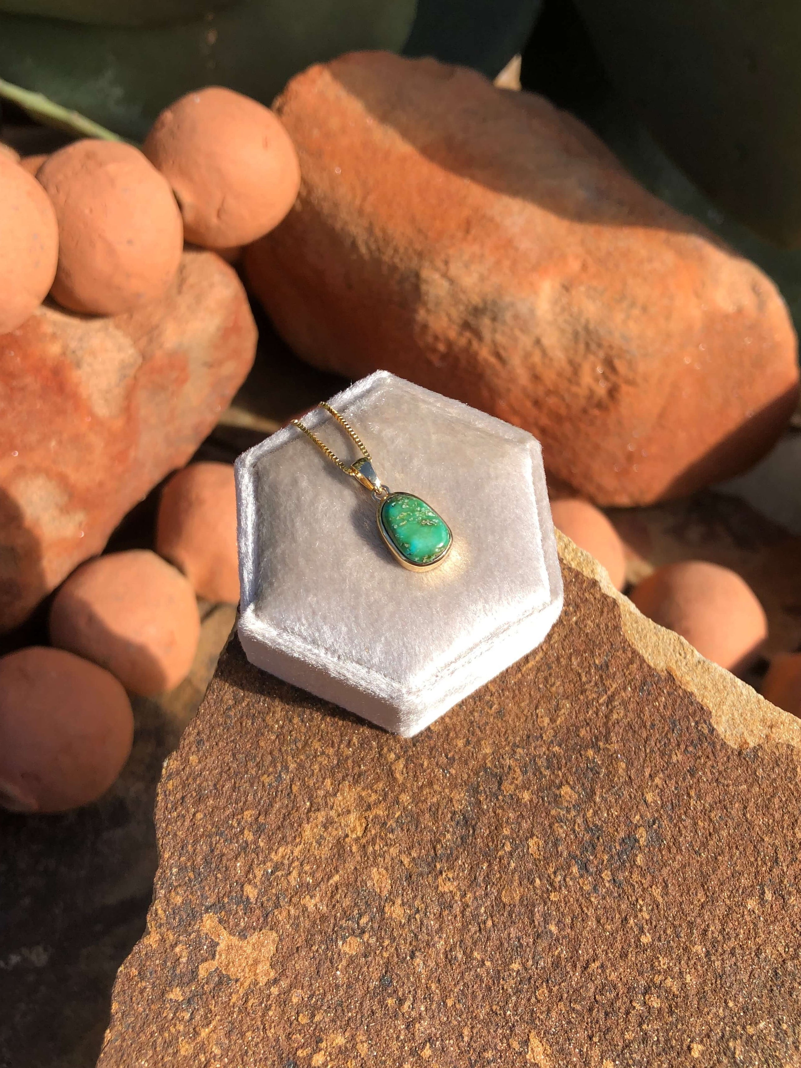 The Nordic 14k and Turquoise Pendant, 14-Pendants-Calli Co., Turquoise and Silver Jewelry, Native American Handmade, Zuni Tribe, Navajo Tribe, Brock Texas