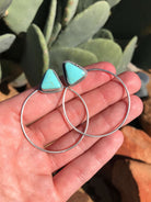 The Keystone Hoop Earrings, 1-Earrings-Calli Co., Turquoise and Silver Jewelry, Native American Handmade, Zuni Tribe, Navajo Tribe, Brock Texas