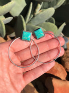 The Keystone Hoop Earrings, 2-Earrings-Calli Co., Turquoise and Silver Jewelry, Native American Handmade, Zuni Tribe, Navajo Tribe, Brock Texas