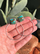 The Keystone Hoop Earrings, 5-Earrings-Calli Co., Turquoise and Silver Jewelry, Native American Handmade, Zuni Tribe, Navajo Tribe, Brock Texas