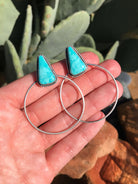 The Keystone Hoop Earrings, 7-Earrings-Calli Co., Turquoise and Silver Jewelry, Native American Handmade, Zuni Tribe, Navajo Tribe, Brock Texas