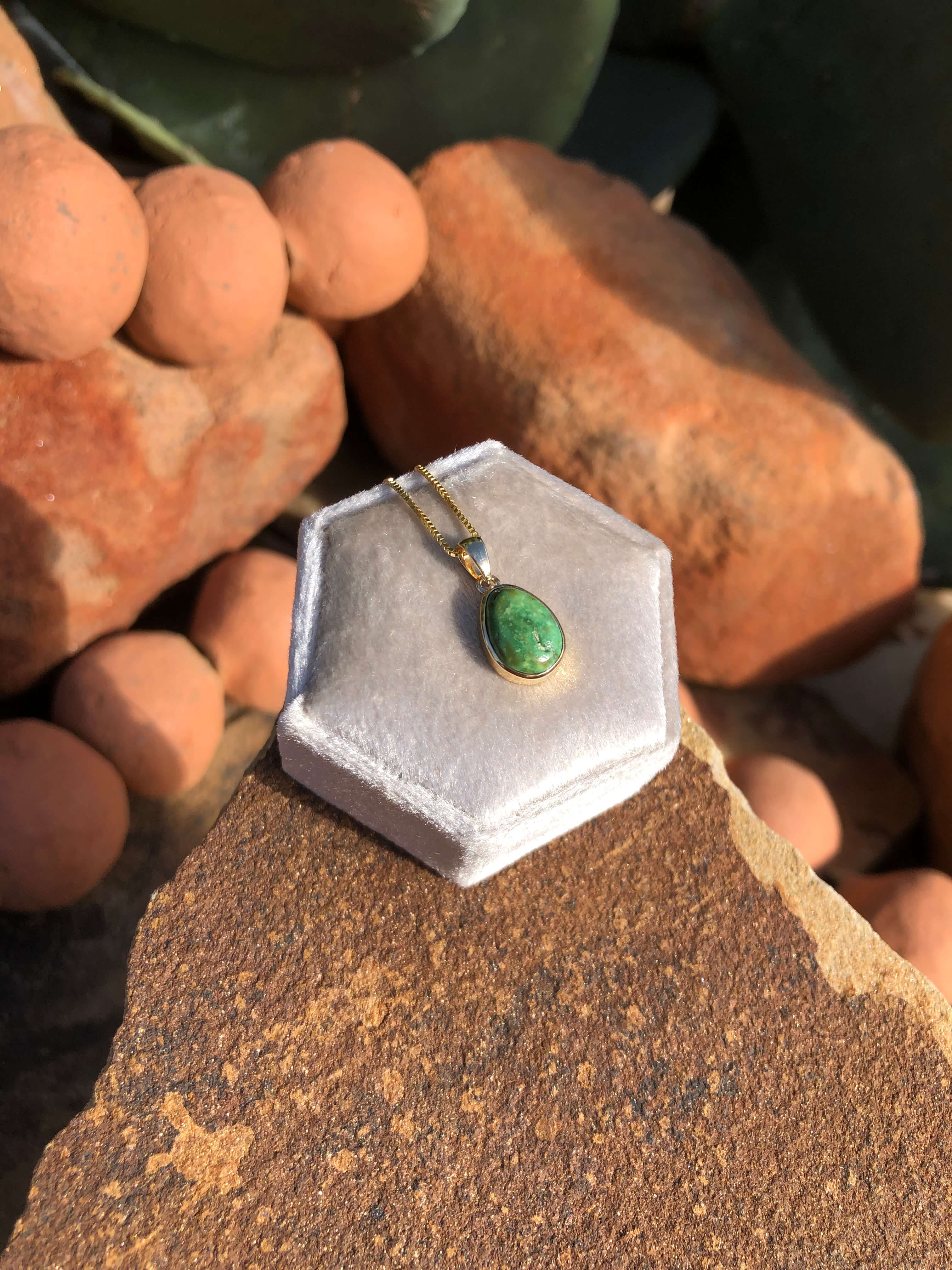 The Nordic 14k and Turquoise Pendant, 15-Pendants-Calli Co., Turquoise and Silver Jewelry, Native American Handmade, Zuni Tribe, Navajo Tribe, Brock Texas