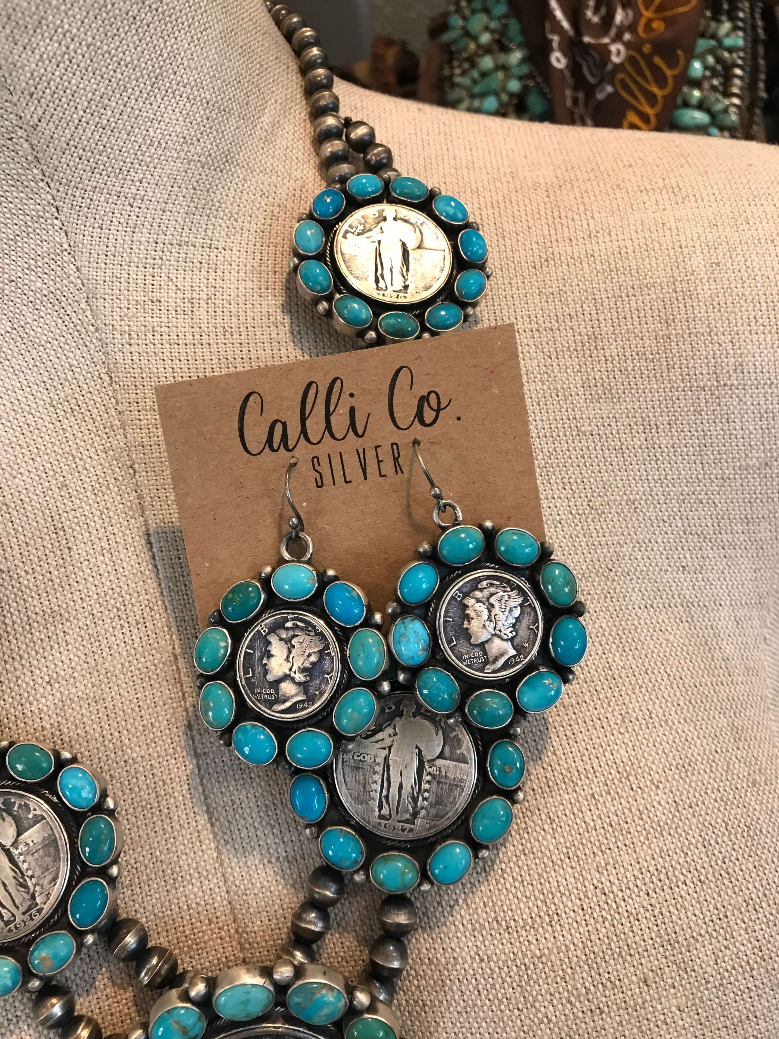 Handmade Turquoise store Coin Necklace